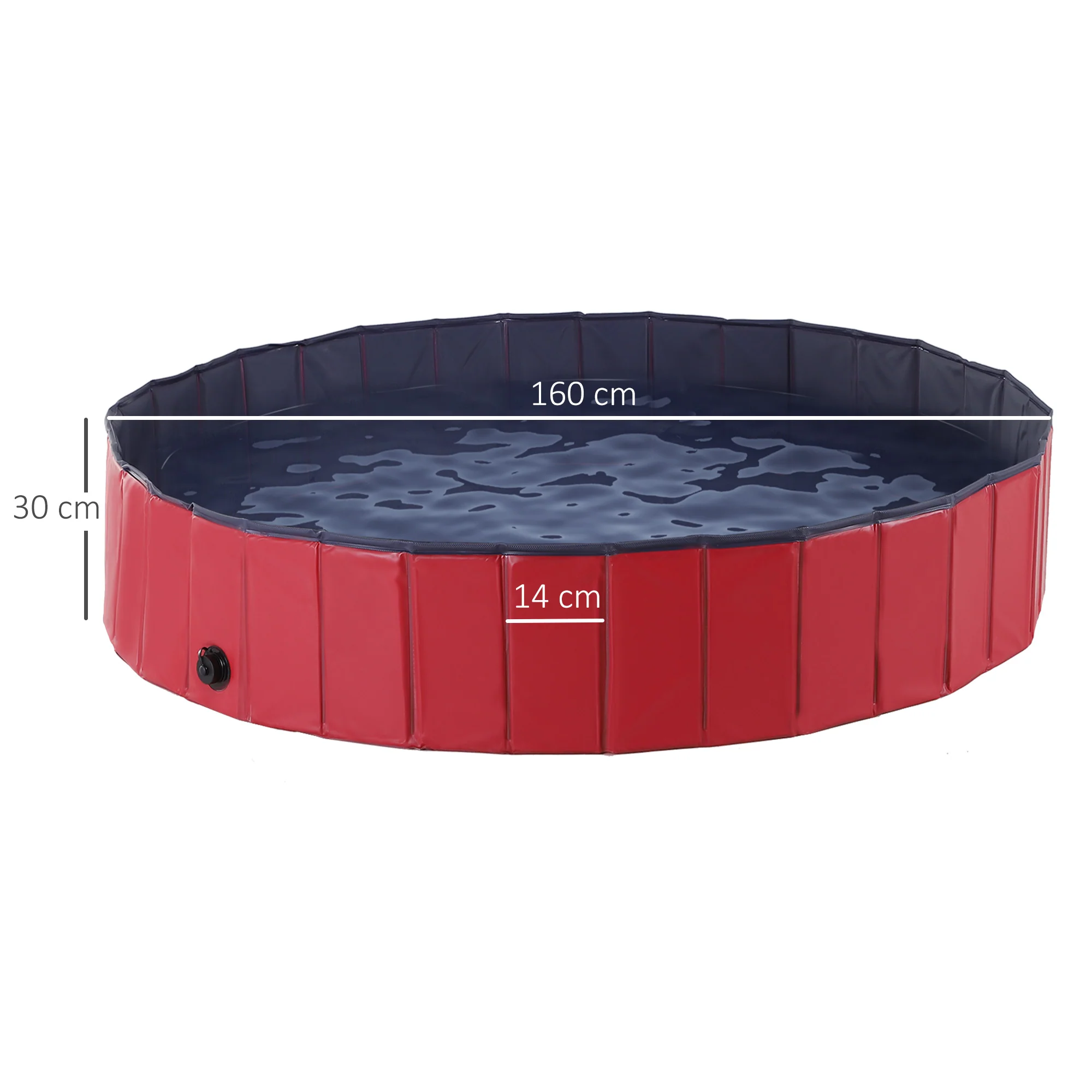 PawHut Foldable Dog Paddling Pool Pet Cat Swimming Pool Indoor/Outdoor Collapsible Summer Bathing Tub Shower Tub Puppy Washer (Red,160 × 30H Cm) - Image 5