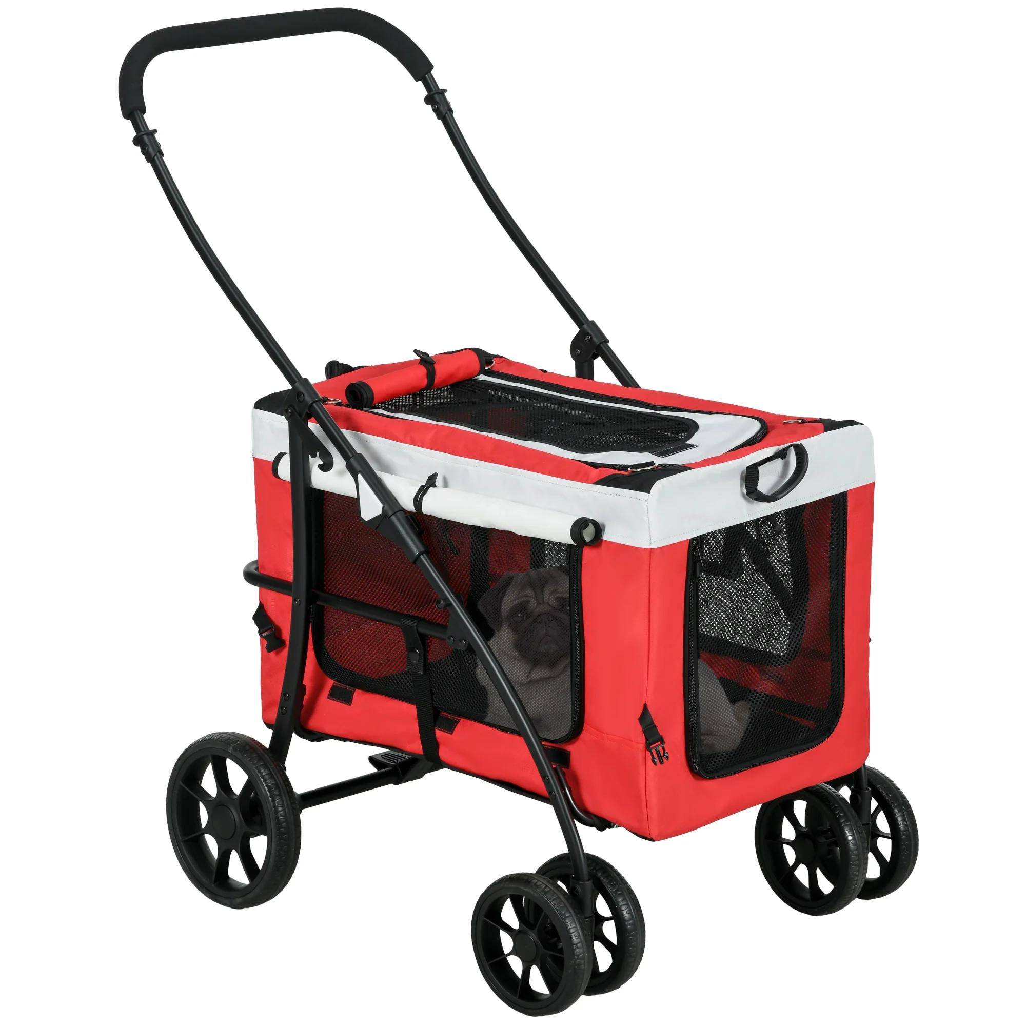 PawHut Foldable Pet Stroller W/ Detachable Carrier, Soft Padding - Image 10