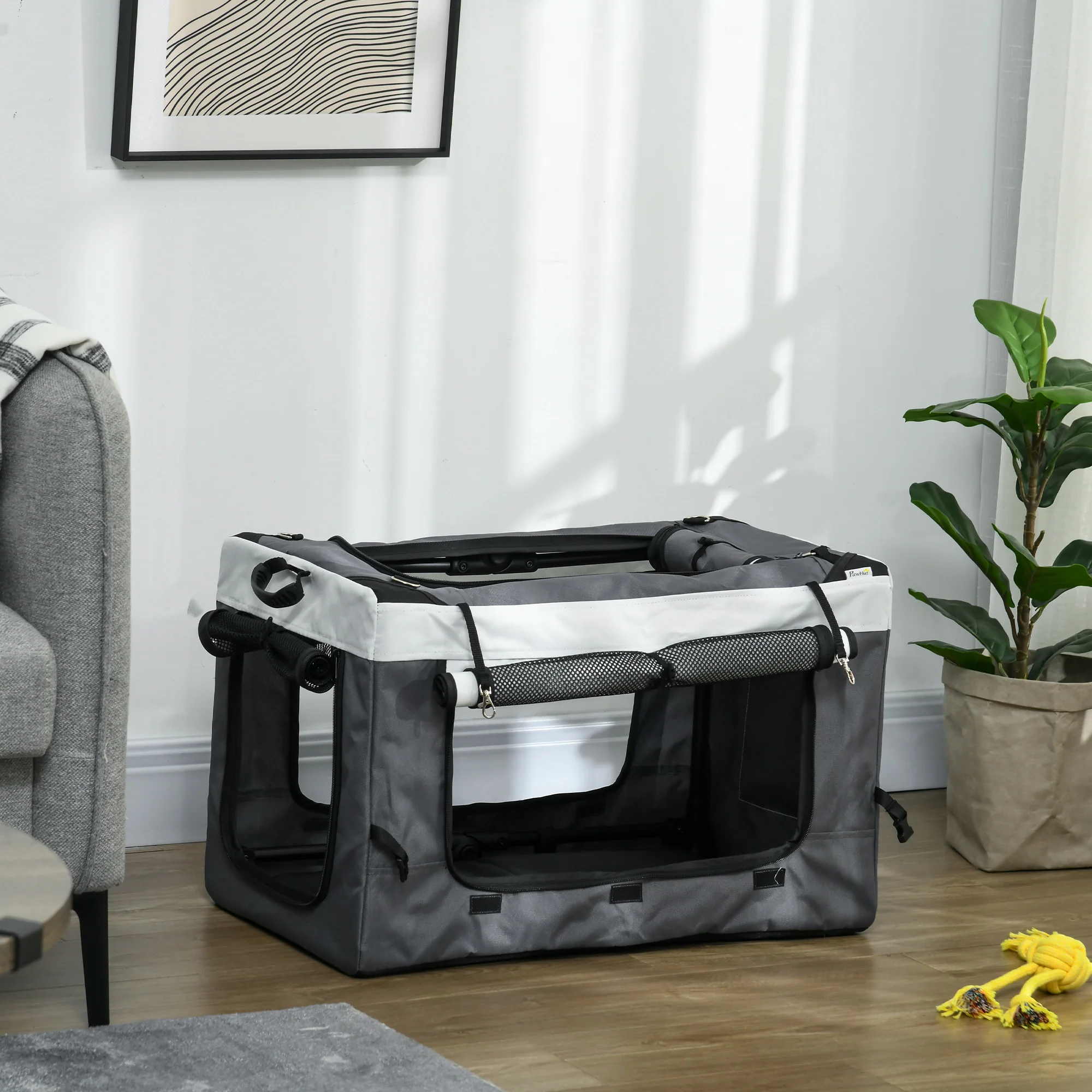 PawHut Foldable Pet Stroller W/ Detachable Carrier, Soft Padding - Image 8
