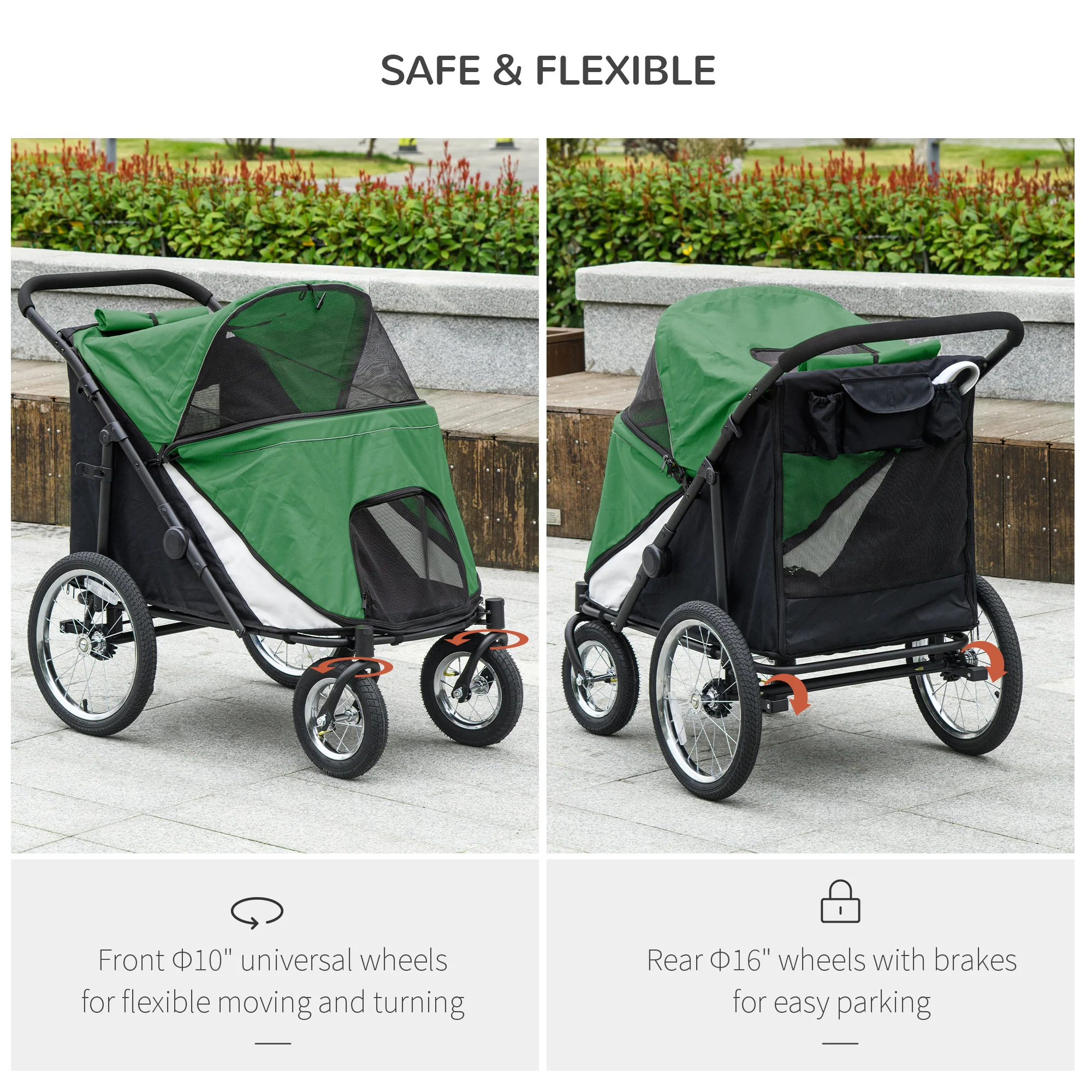 PawHut Foldable Pet Stroller With Cushion, For M, L Dogs - Image 13