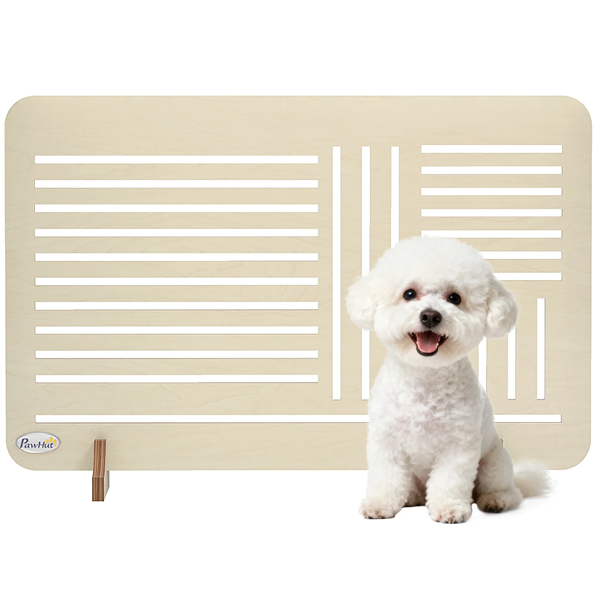 PawHut Freestanding Pet Gate for Small Dogs, 75 x 51 cm, Natural