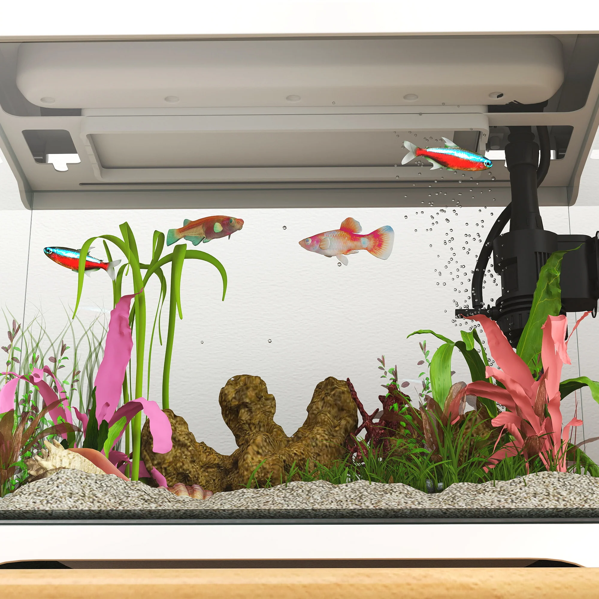 PawHut Glass Fish Tank with Filter System, LED Light, Water Pump, White - Image 8