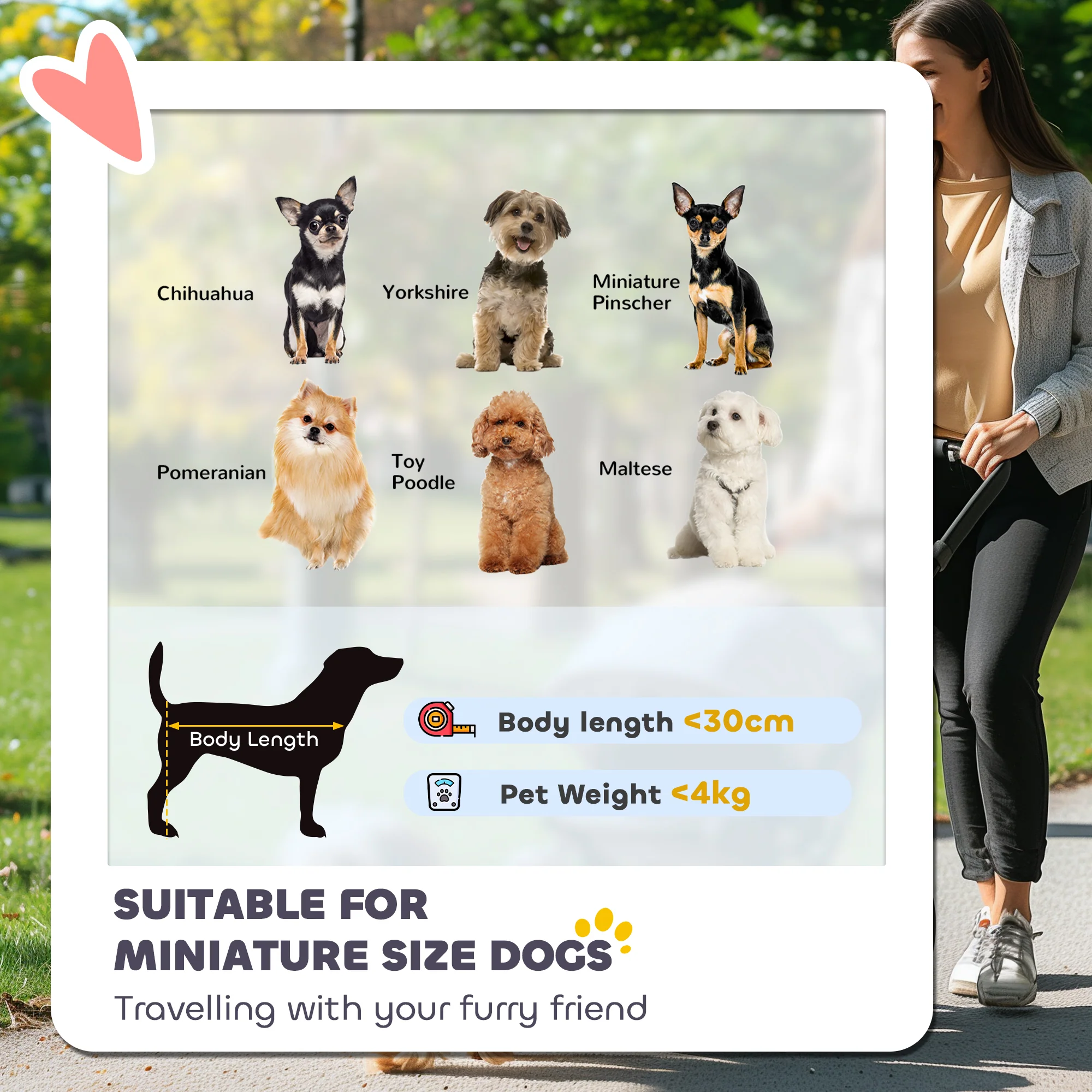 PawHut Lightweight Foldable Dog Stroller for Mini Dogs - Image 12