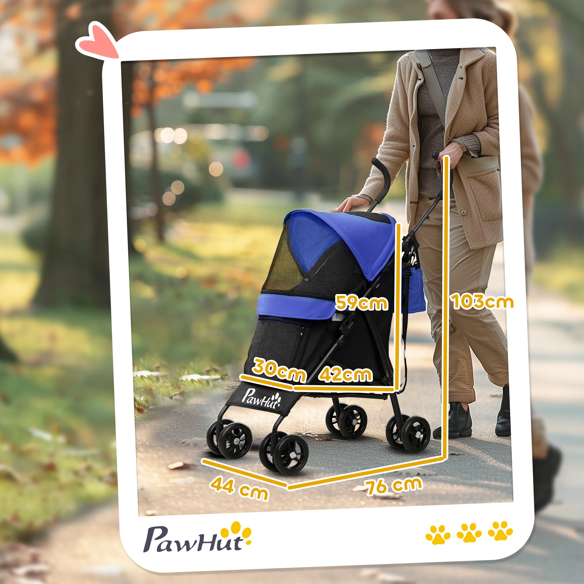 PawHut Lightweight Foldable Dog Stroller for Mini Dogs - Image 5