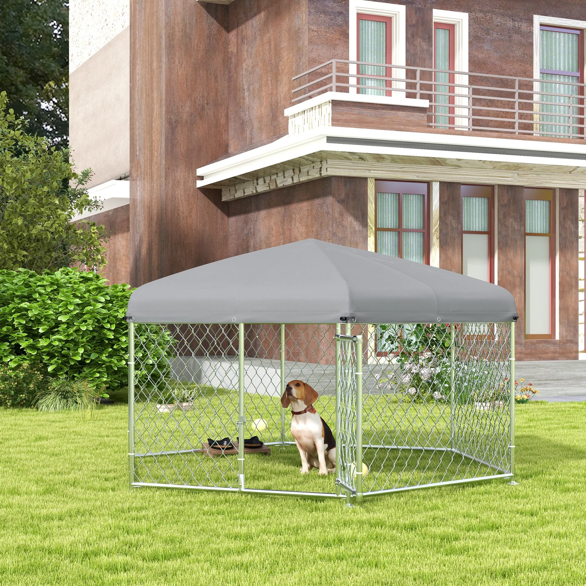 PawHut Outdoor Dog Kennel w/ Water-Resistant UV-Resistant Roof 2.1 x 1.85 x 1.5m - Image 2