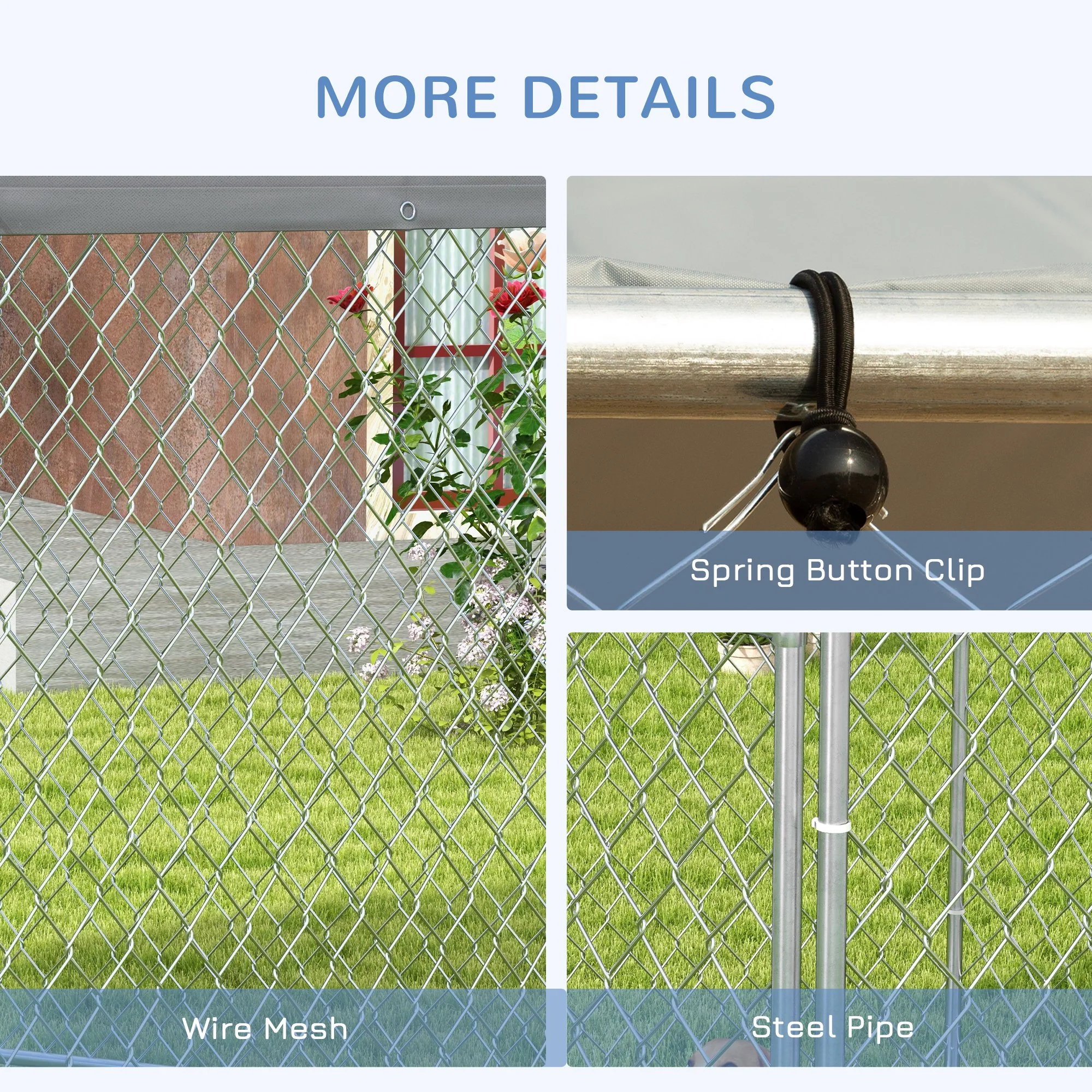 PawHut Outdoor Dog Kennel w/ Water-Resistant UV-Resistant Roof 2.1 x 1.85 x 1.5m - Image 8