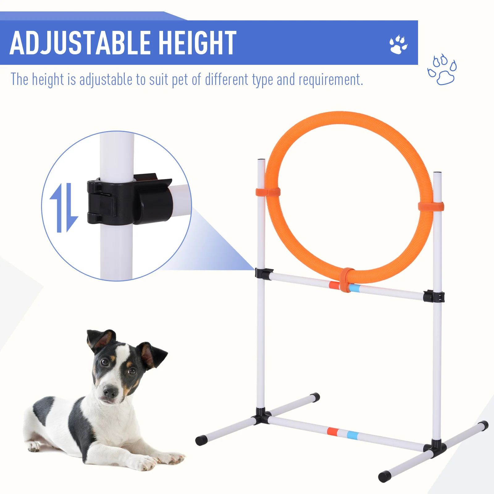 PawHut Pet Agility Training Equipment Dog Play Run Jump Obedience Training Set Carry Bag Adjustable (Pole + Hoop + Hurdle+Tunnel + Lunch Box) - Image 4