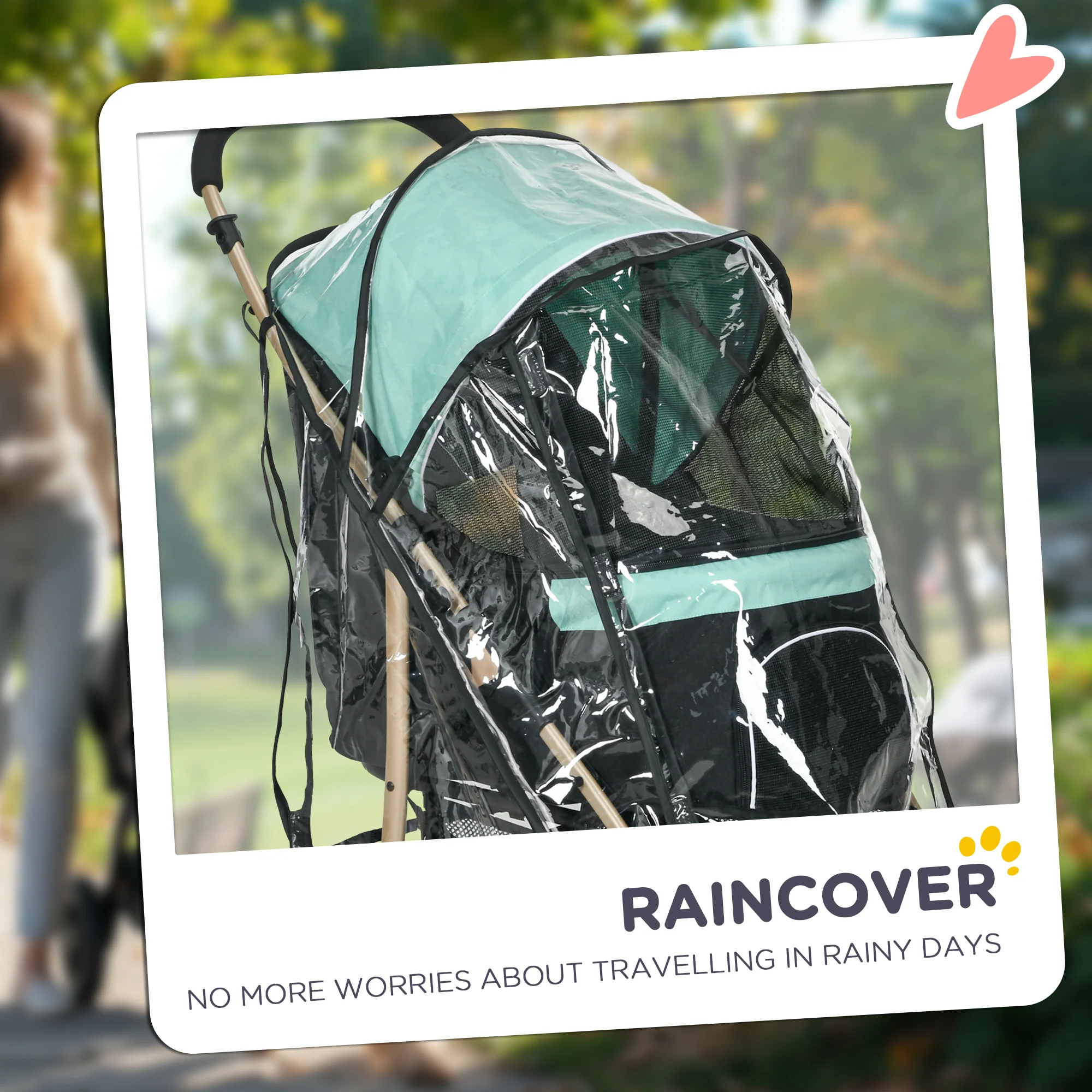 PawHut Pet Stroller for XS and S Dogs w/ Rain Cover - Image 15