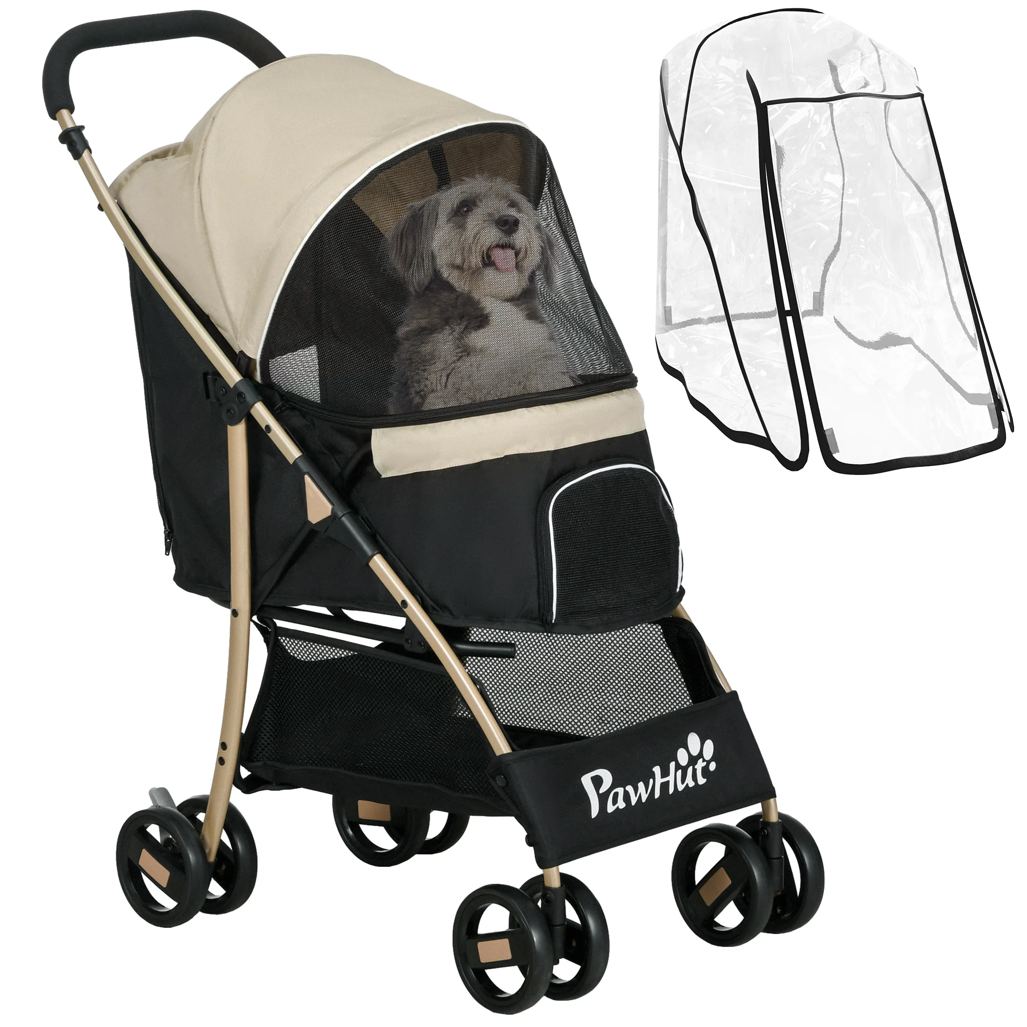PawHut Pet Stroller for XS and S Dogs w/ Rain Cover - Image 19