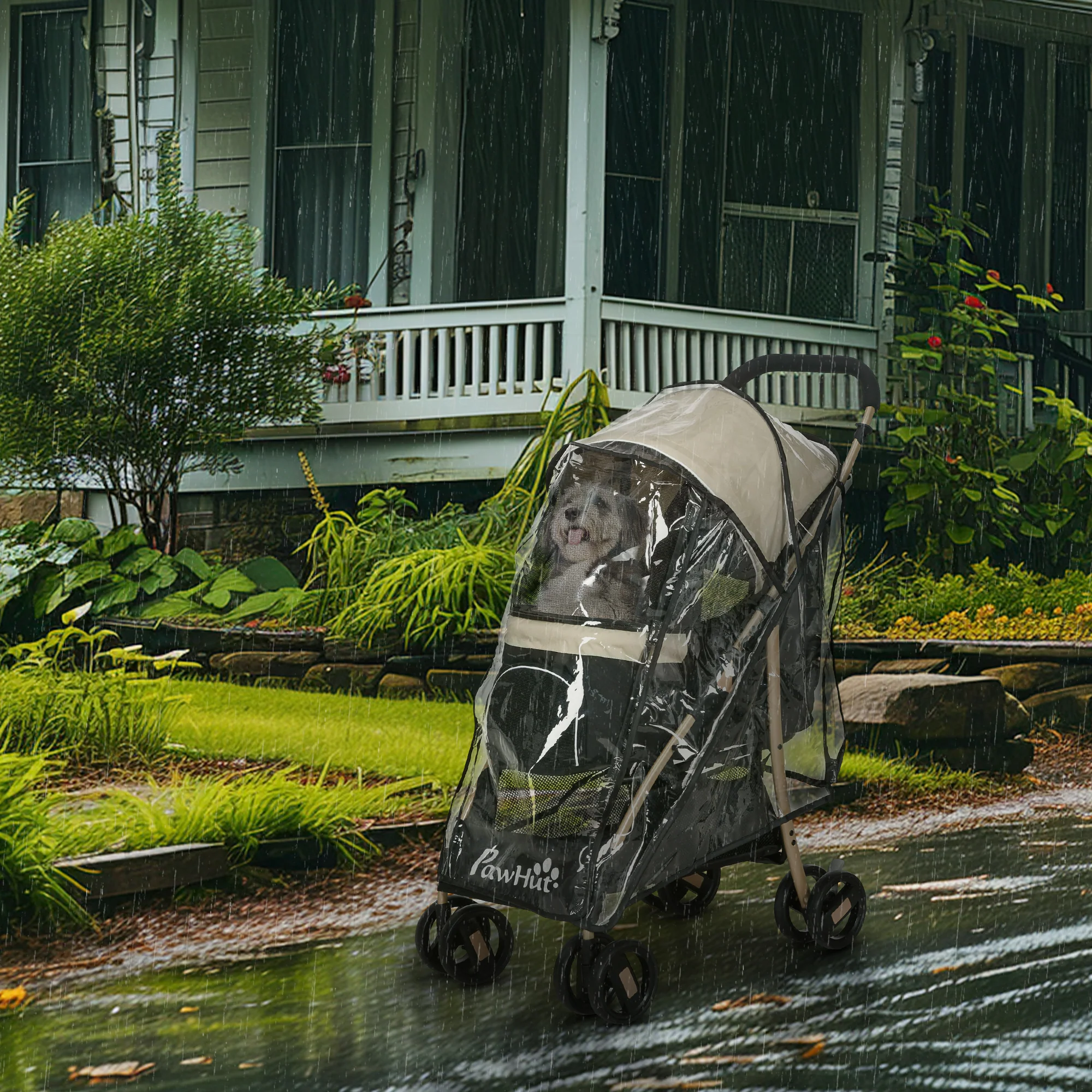 PawHut Pet Stroller for XS and S Dogs w/ Rain Cover - Image 20