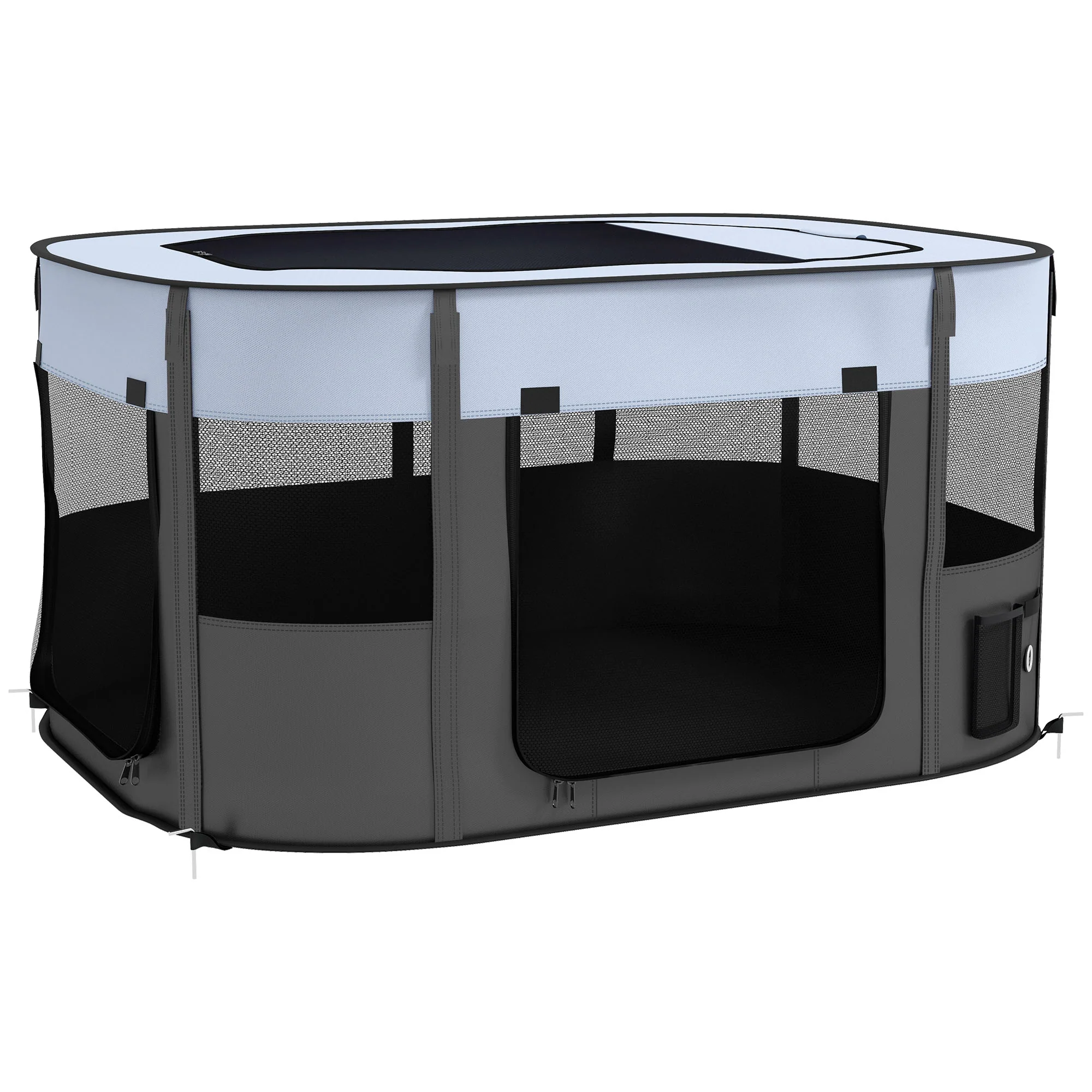 PawHut Portable Dog Pen for Puppies, Rabbits, Kittens, Guinea Pigs - Grey - Image 28