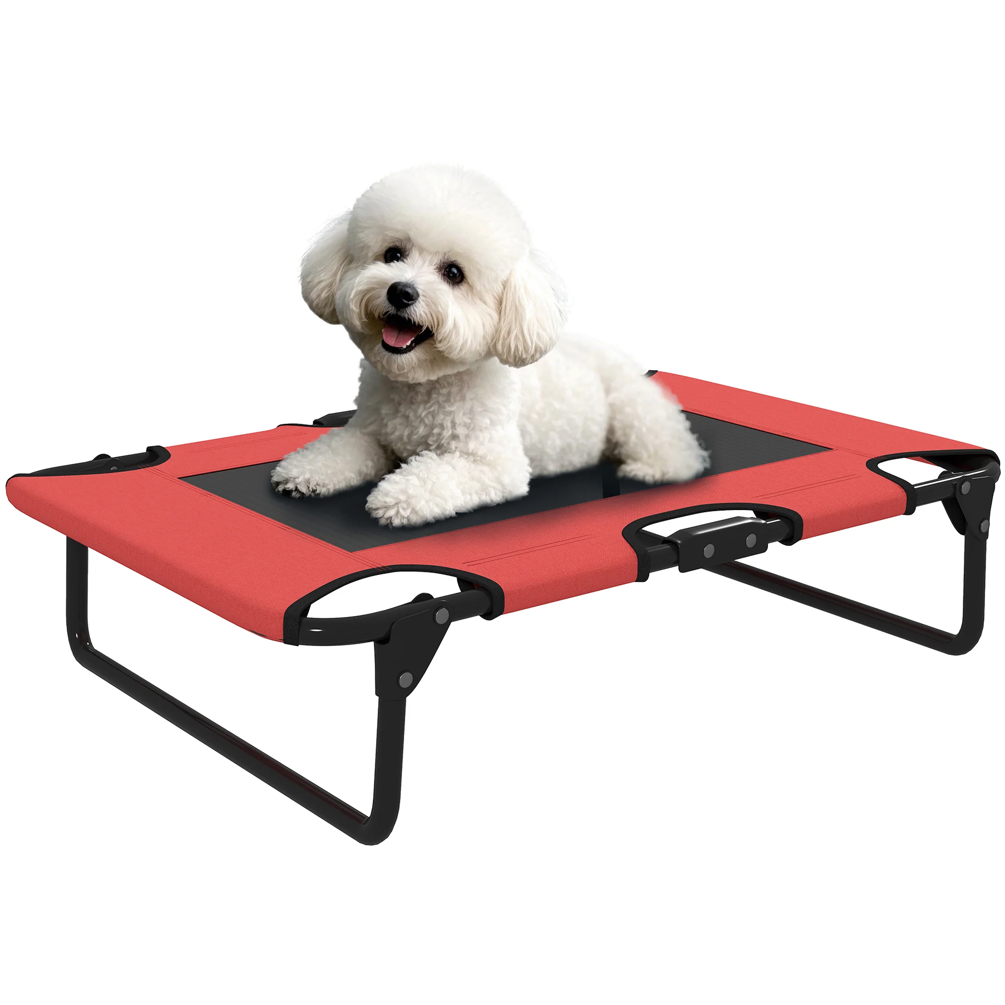 PawHut Raised Dog Bed With Breathable Mesh For S & M Dogs, Red