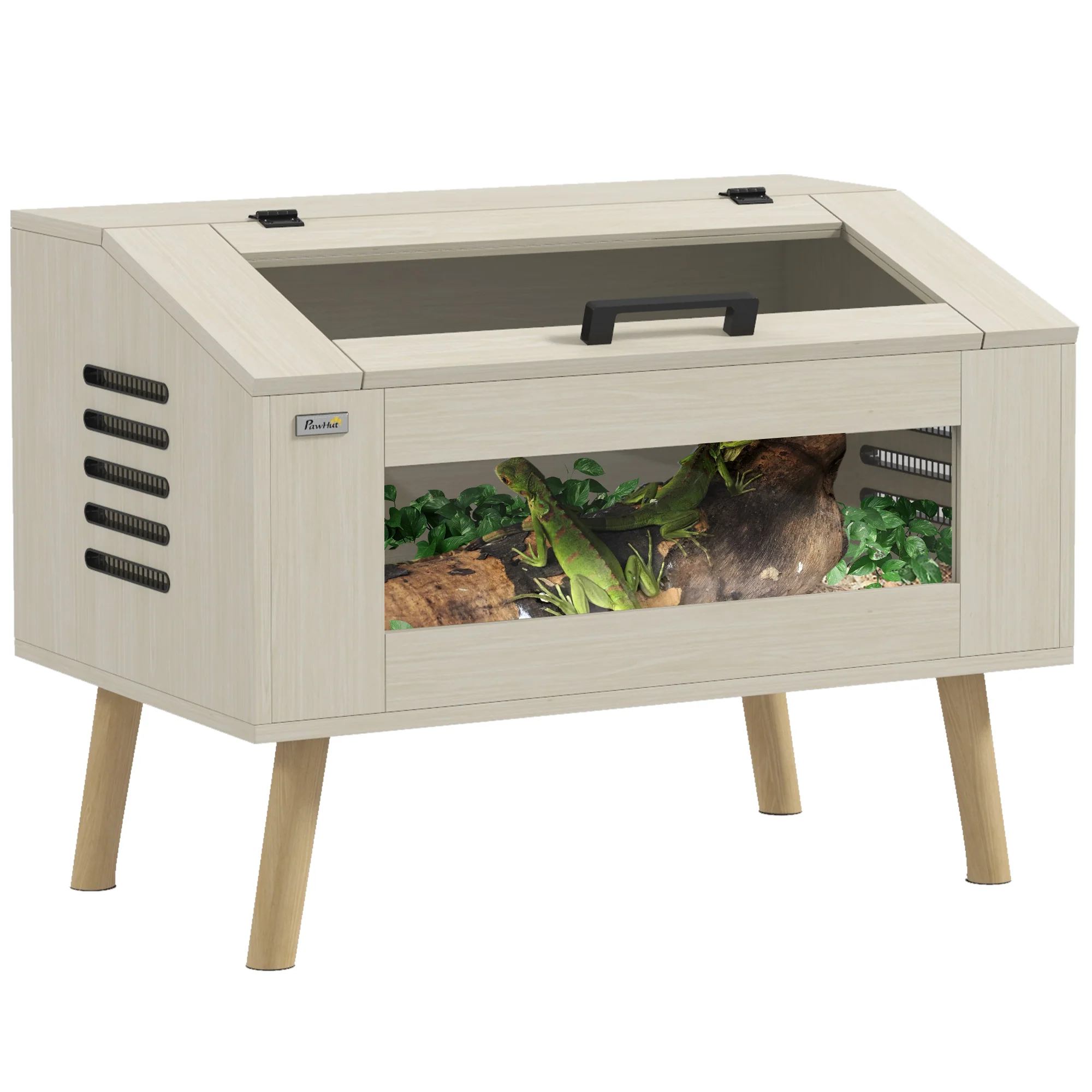 PawHut Reptile Terrarium, Snake Vivarium with Tempered Glass Windows