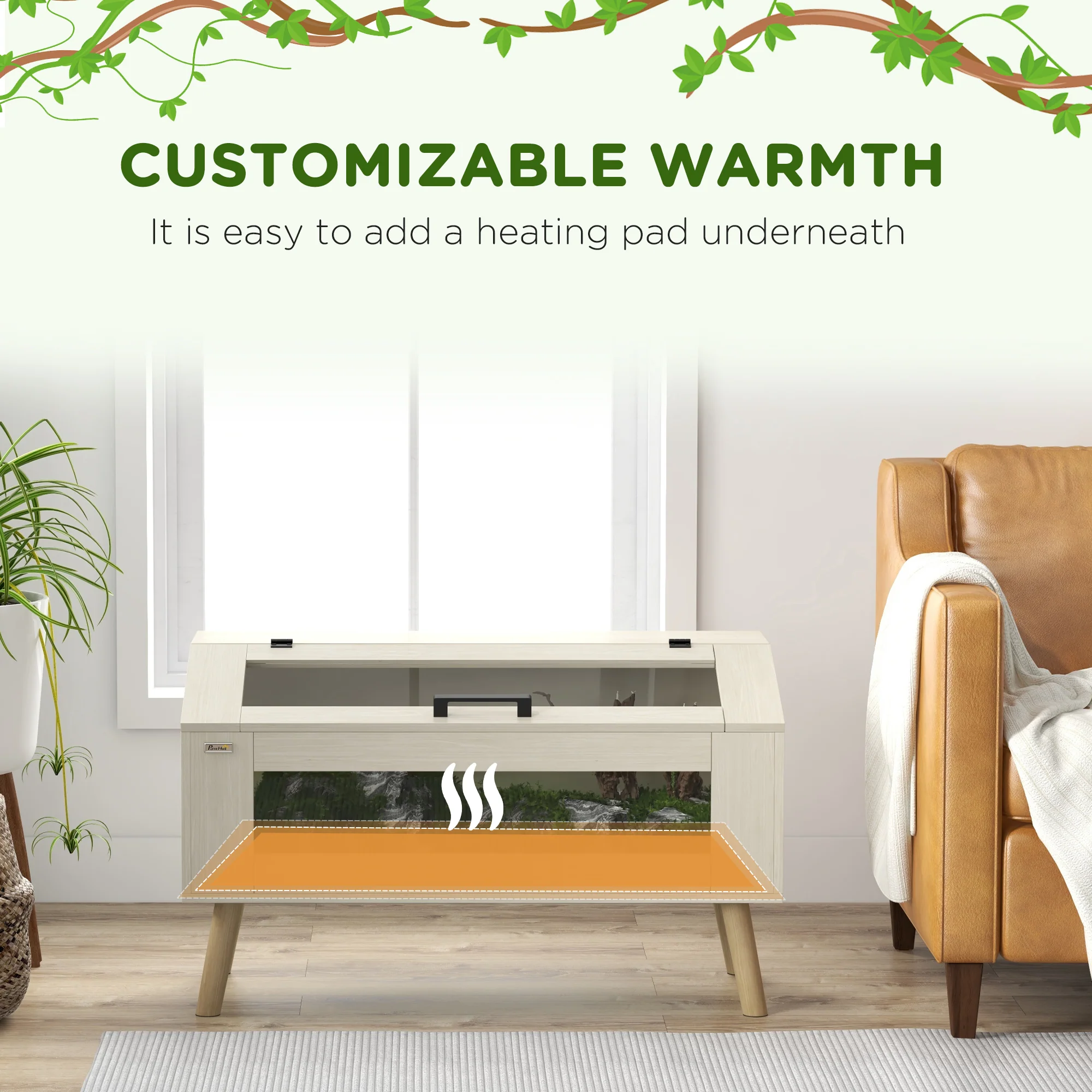 PawHut Reptile Terrarium, Snake Vivarium with Tempered Glass Windows - Image 15