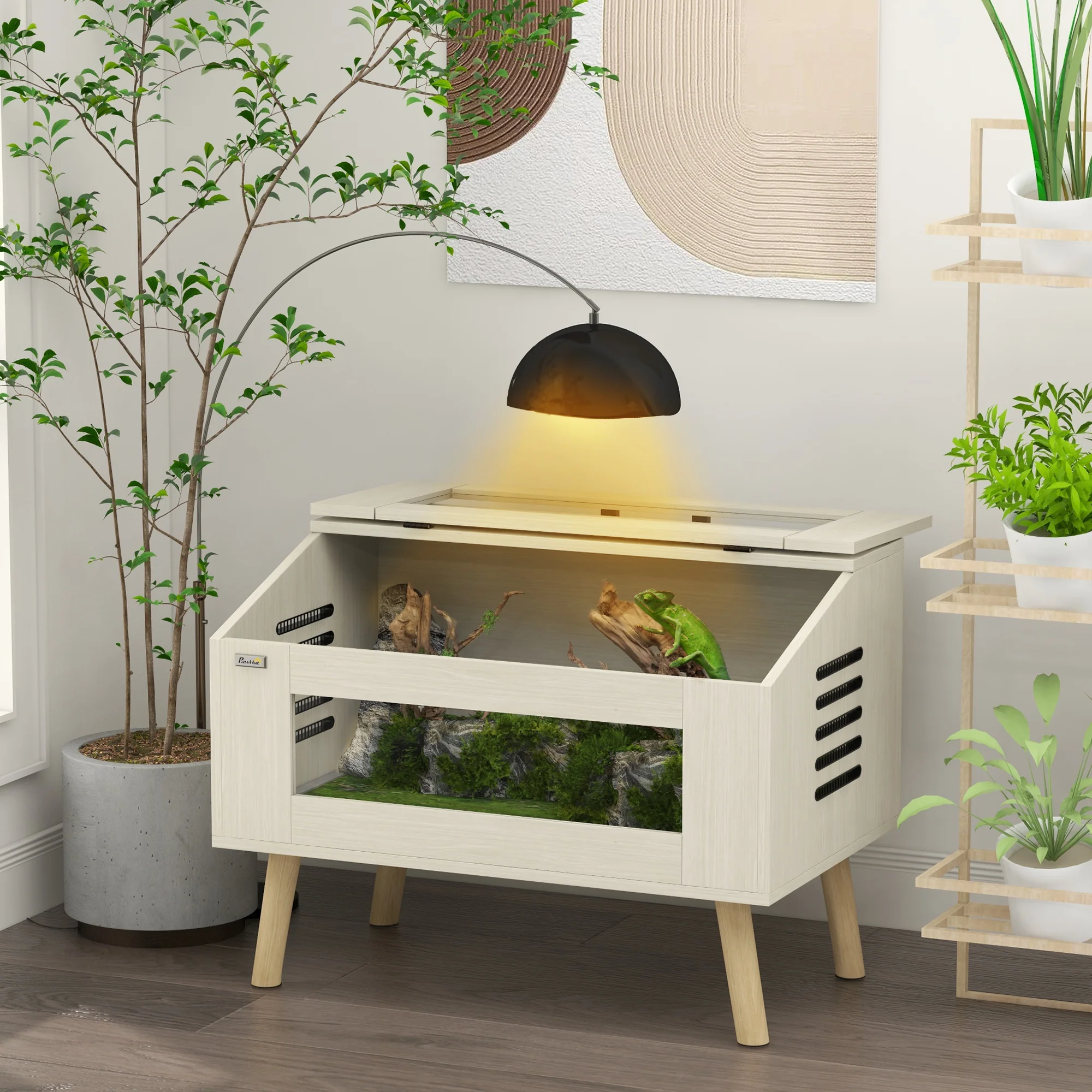 PawHut Reptile Terrarium, Snake Vivarium with Tempered Glass Windows - Image 2