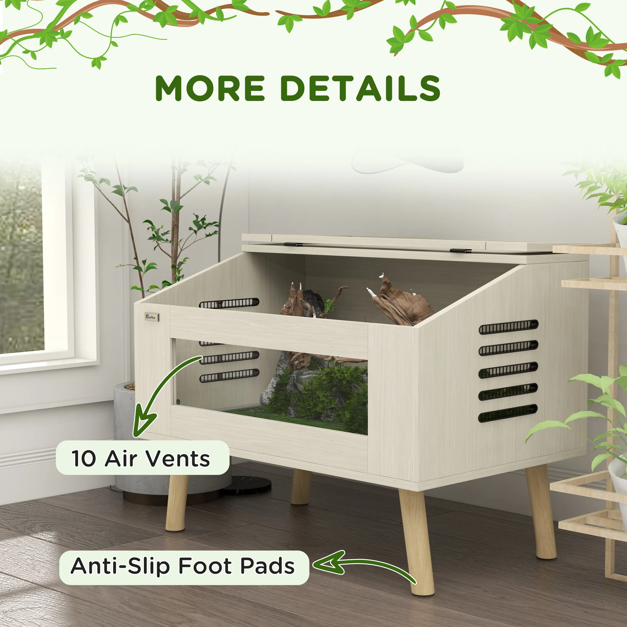 PawHut Reptile Terrarium, Snake Vivarium with Tempered Glass Windows - Image 7