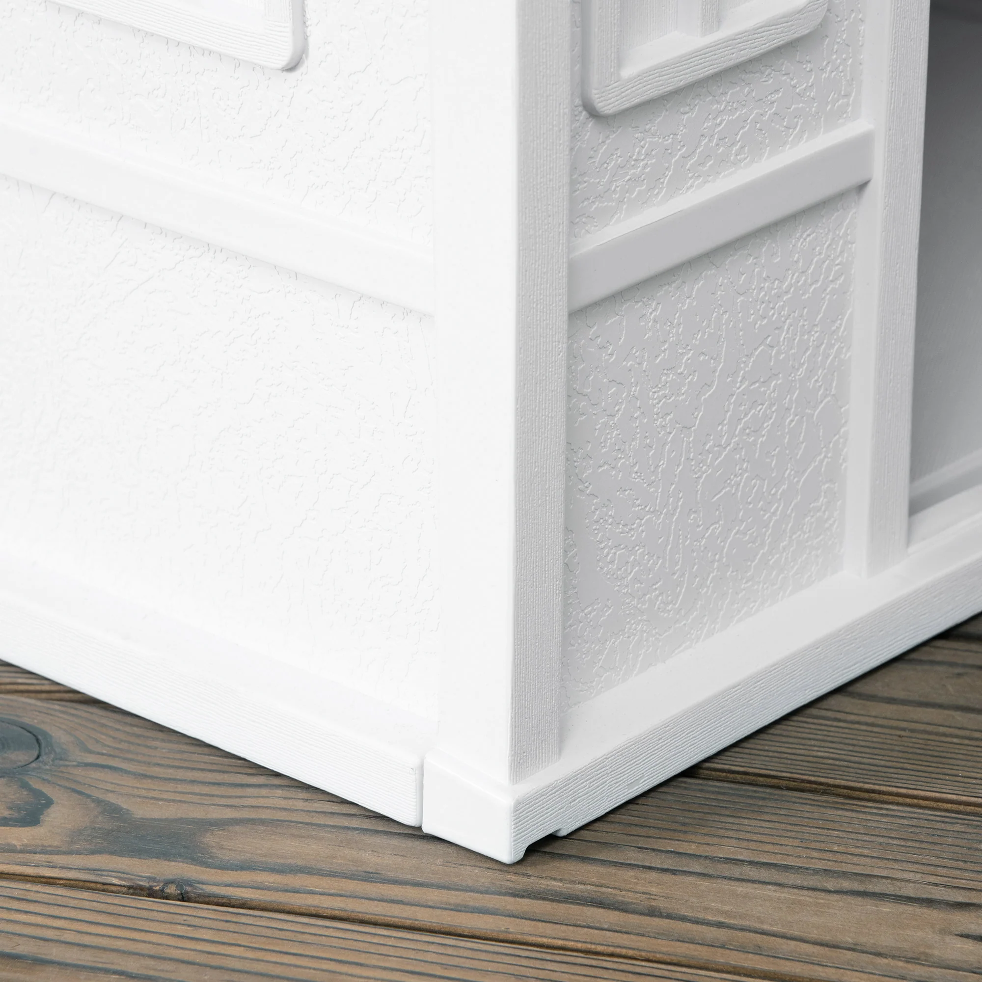PawHut Weather-Resistant Dog House, Puppy Shelter for Medium Dogs - Grey - Image 9