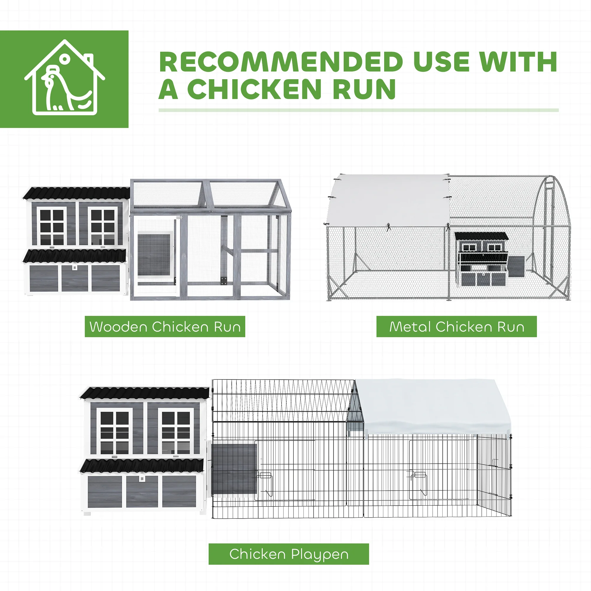 PawHut Wooden Chicken Coop w/ Nesting Box for 4-6 Chickens, 100 x 86 x 100cm - Image 8