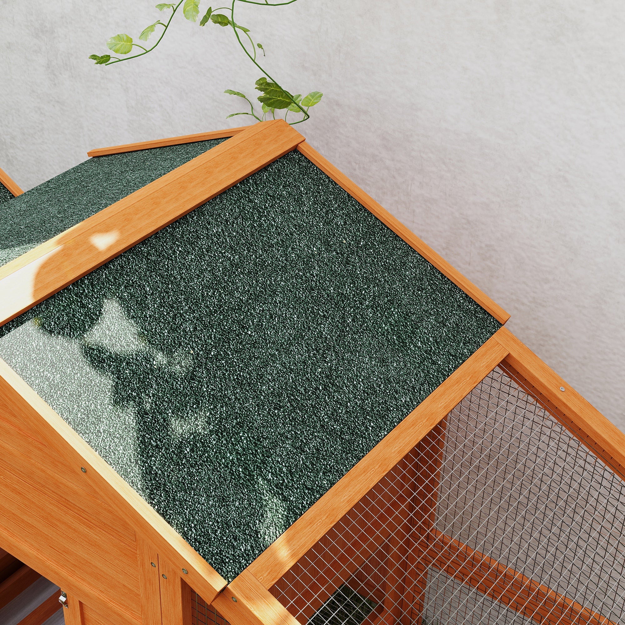 PawHut Wooden Chicken Coop With Run, Nesting Box, Slide-out Tray, Ramp - Image 8