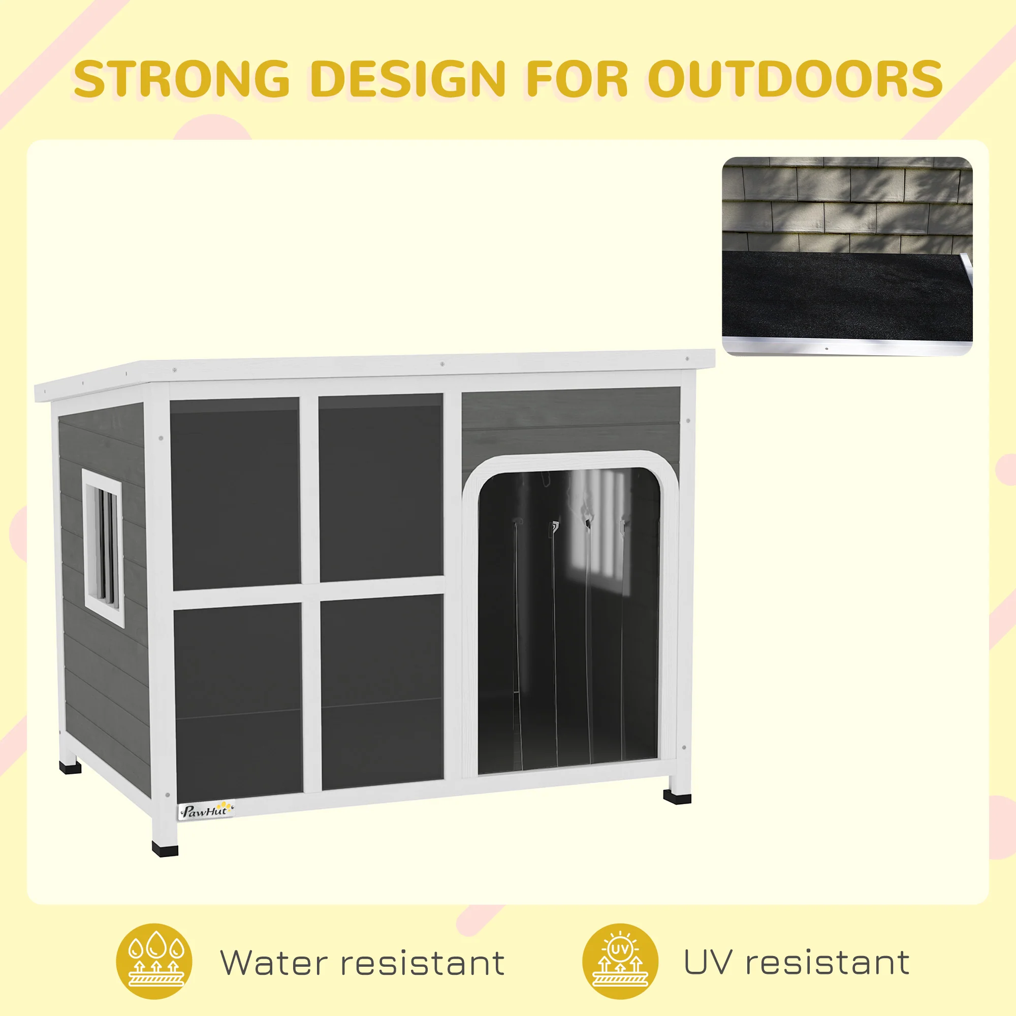 PawHut Wooden Dog Kennel Outdoor w/ Openable Top - Image 13