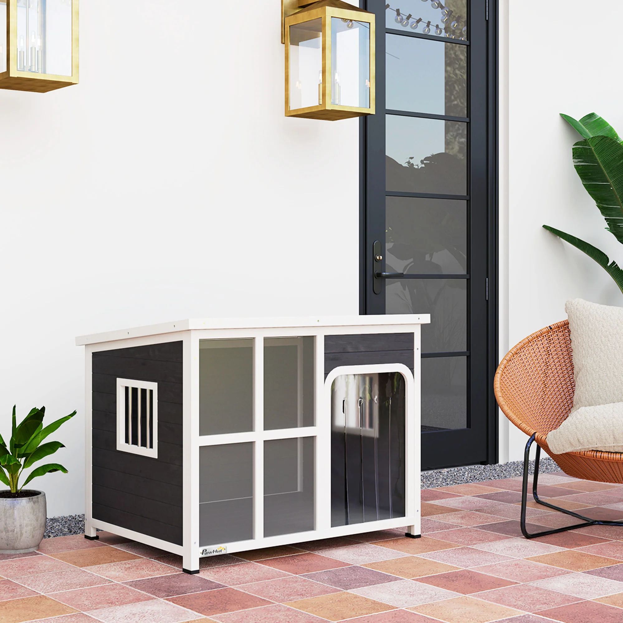 PawHut Wooden Dog Kennel Outdoor w/ Openable Top - Image 17