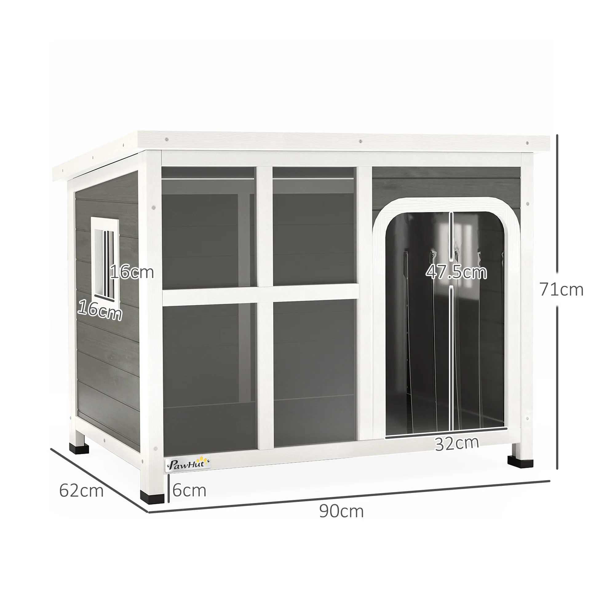 PawHut Wooden Dog Kennel Outdoor w/ Openable Top - Image 5
