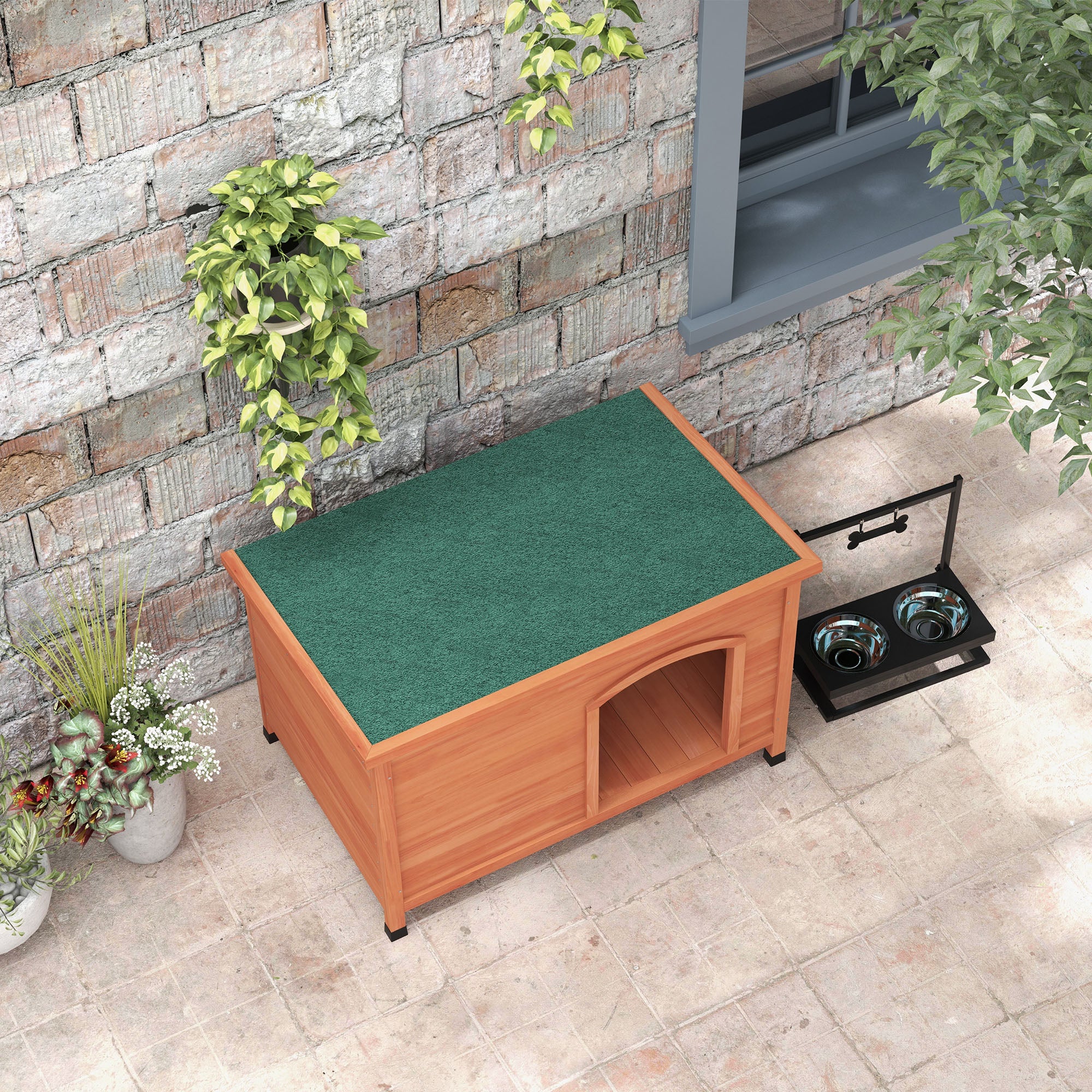 PawHut Wooden Dog Kennel with Removable Floor, Openable Roof - Image 9