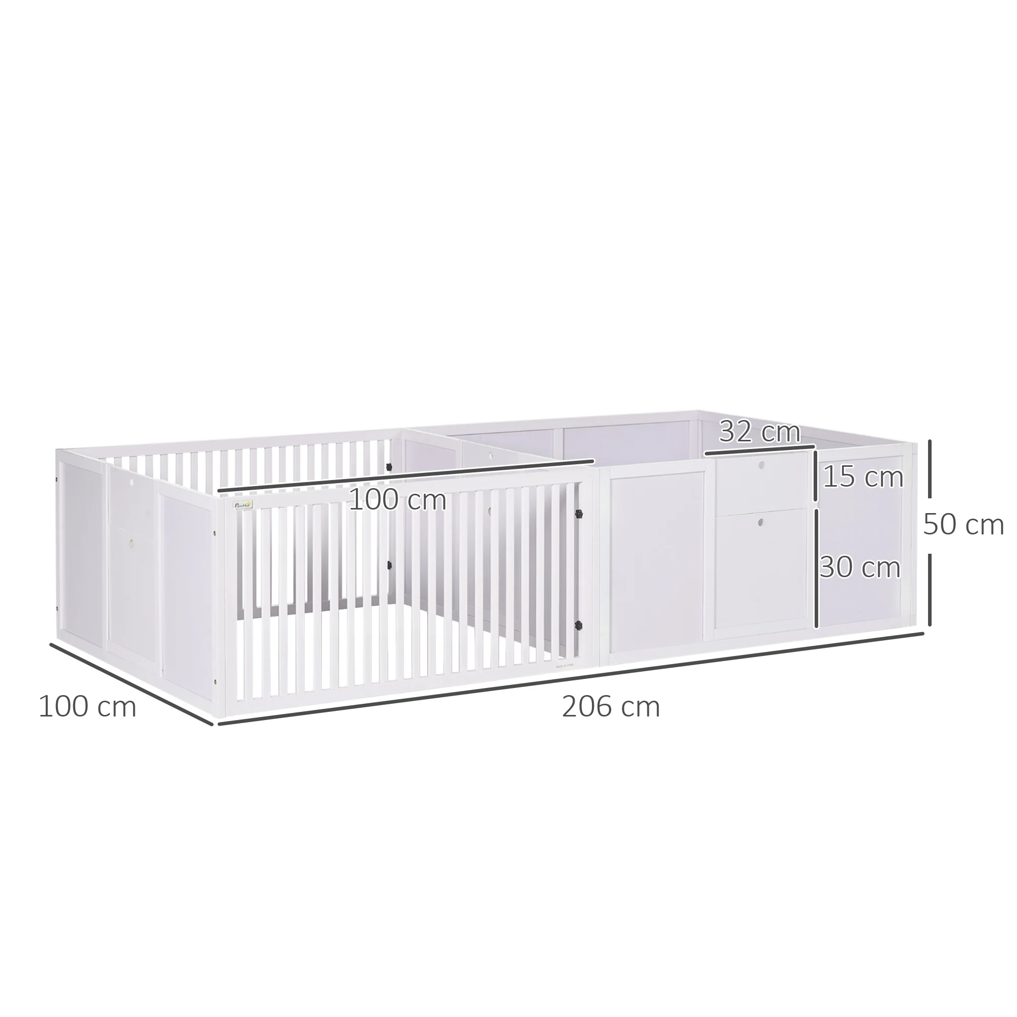 PawHut Wooden Dog Pen Pet Playpen 7 Panels Puppy Pen for Indoors - White - Image 5