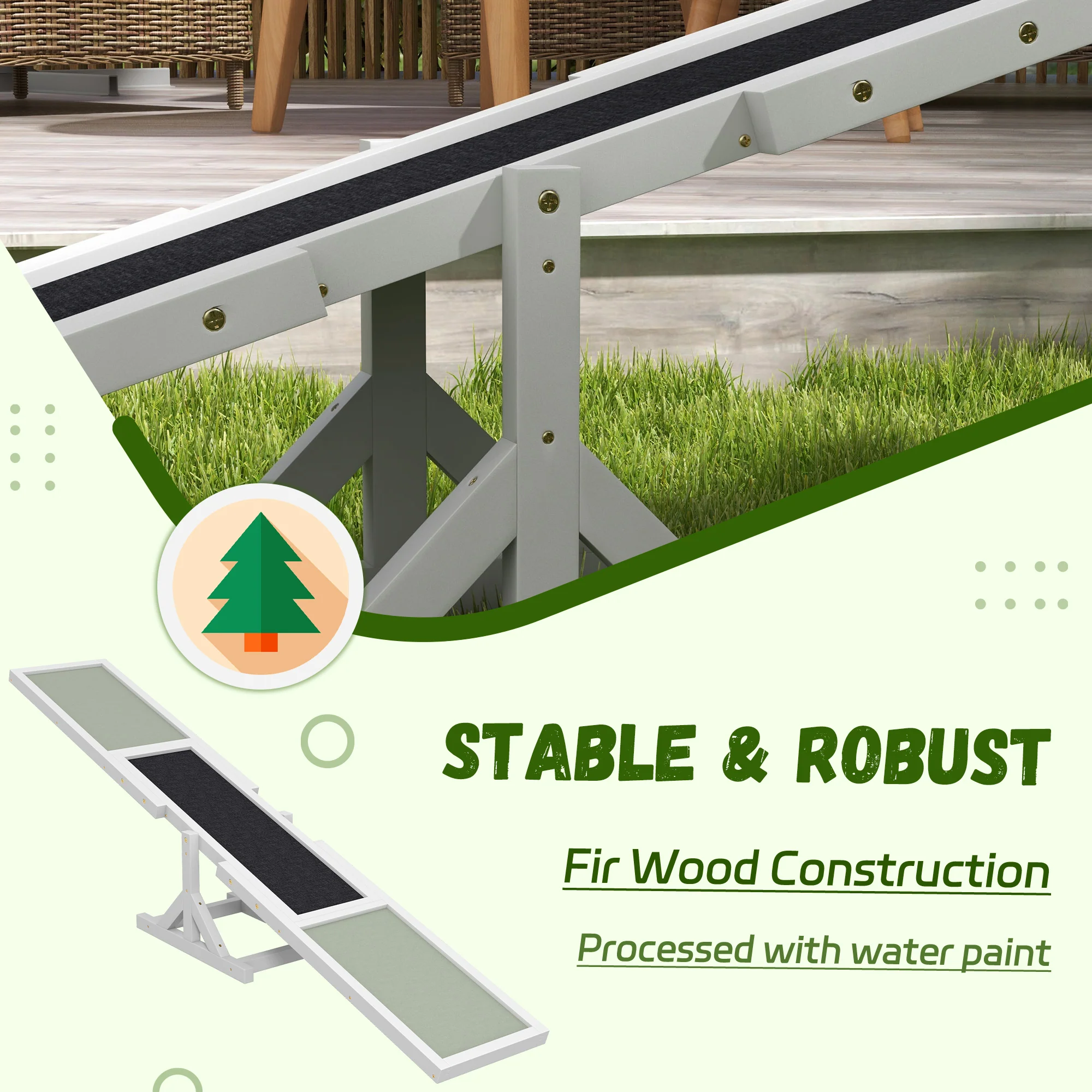 PawHut Wooden Pet Seesaw For Big Dogs With Anti-Slip Surface - Image 12
