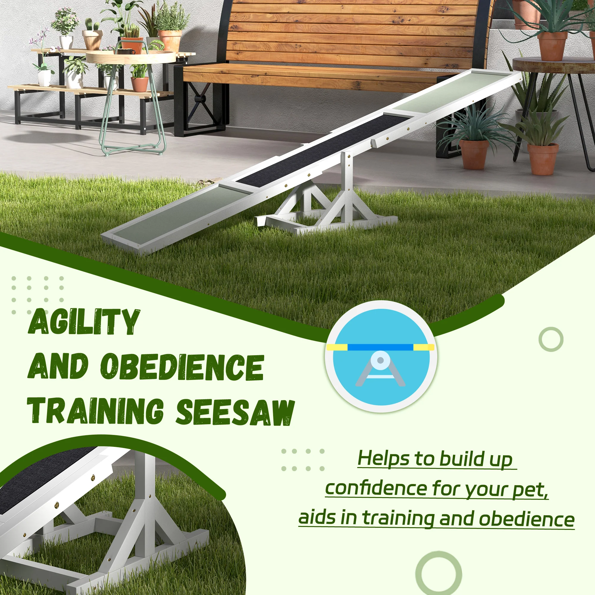 PawHut Wooden Pet Seesaw For Big Dogs With Anti-Slip Surface - Image 16