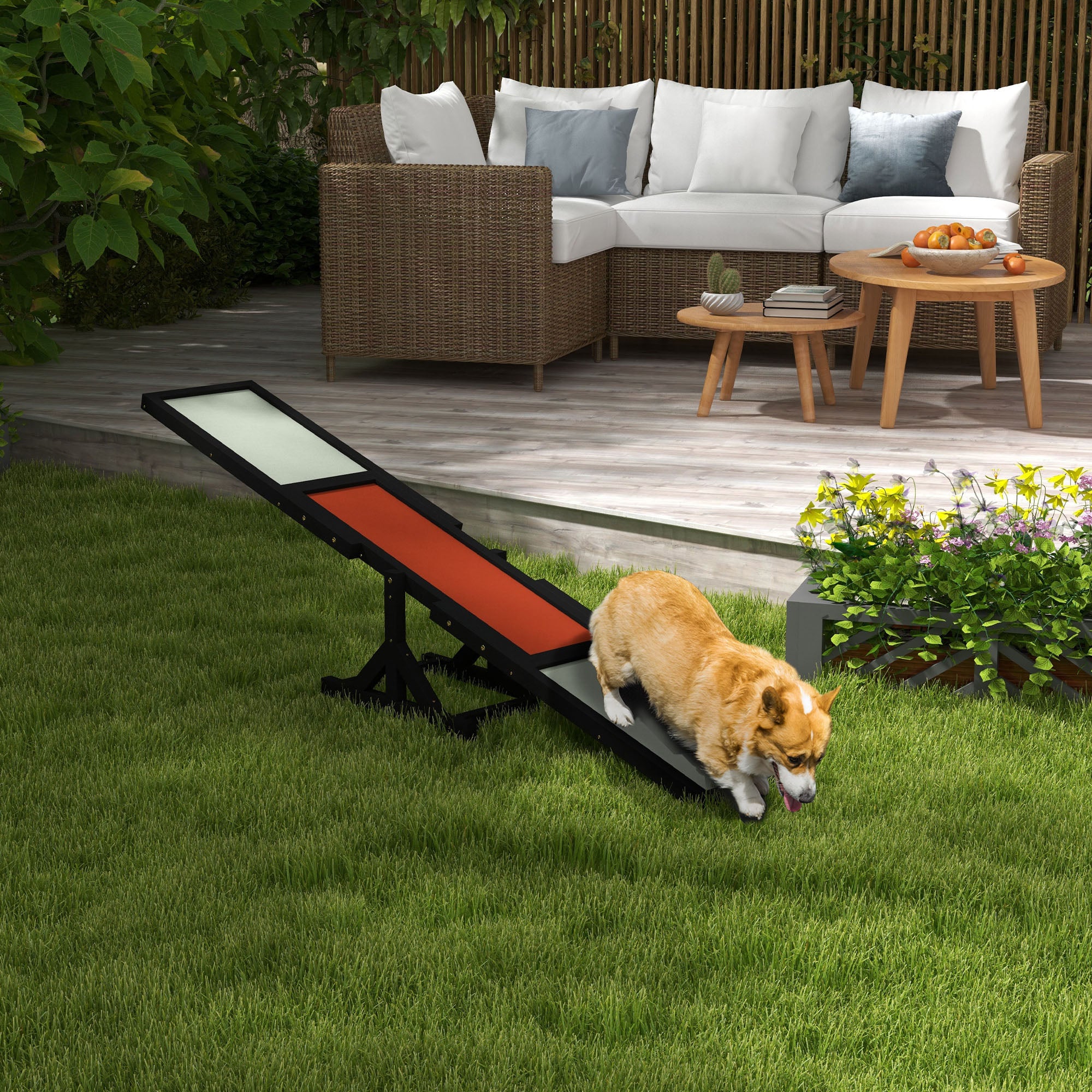 PawHut Wooden Pet Seesaw For Big Dogs With Anti-Slip Surface - Image 2