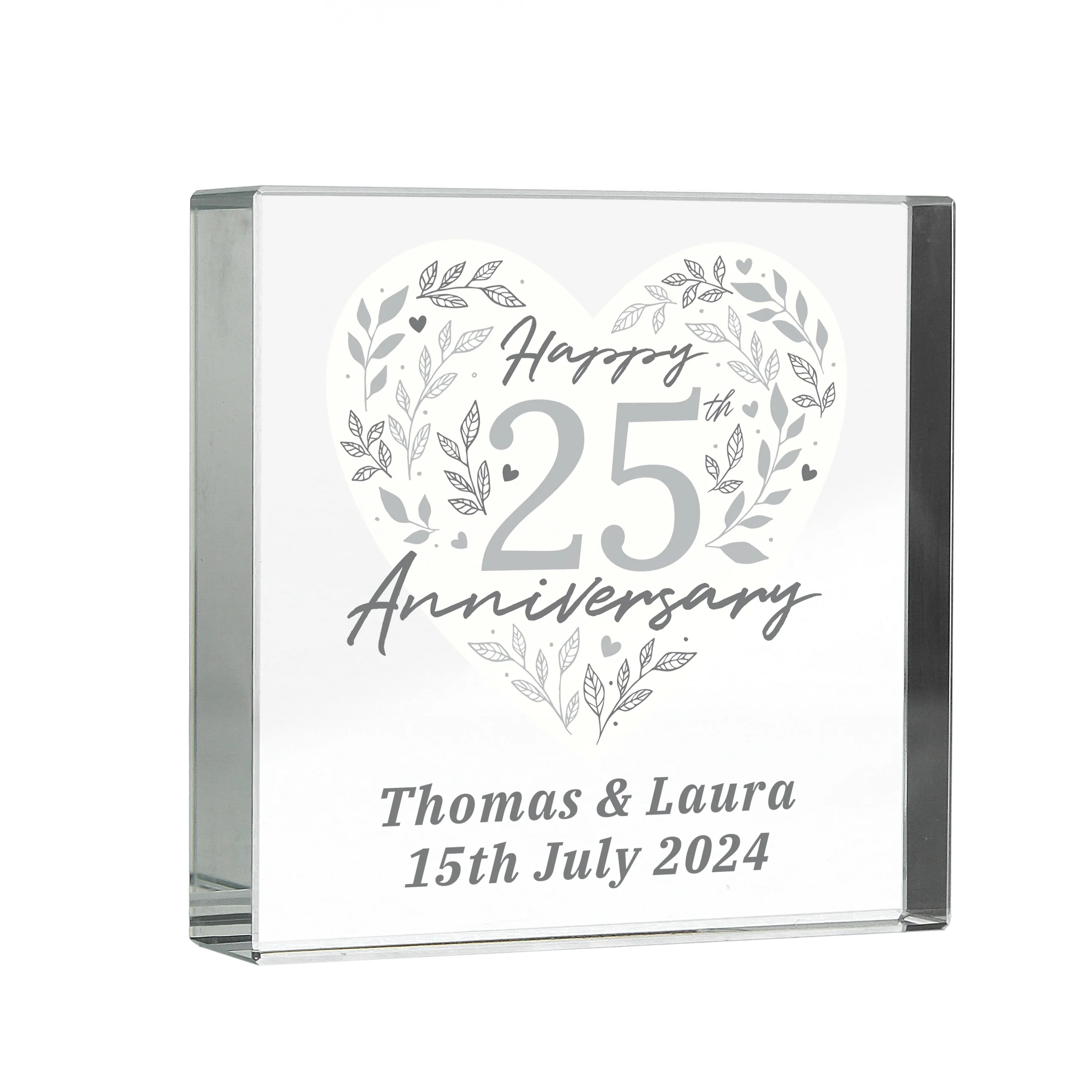 Personalised 25th Silver Wedding Anniversary Crystal Token - Image 5