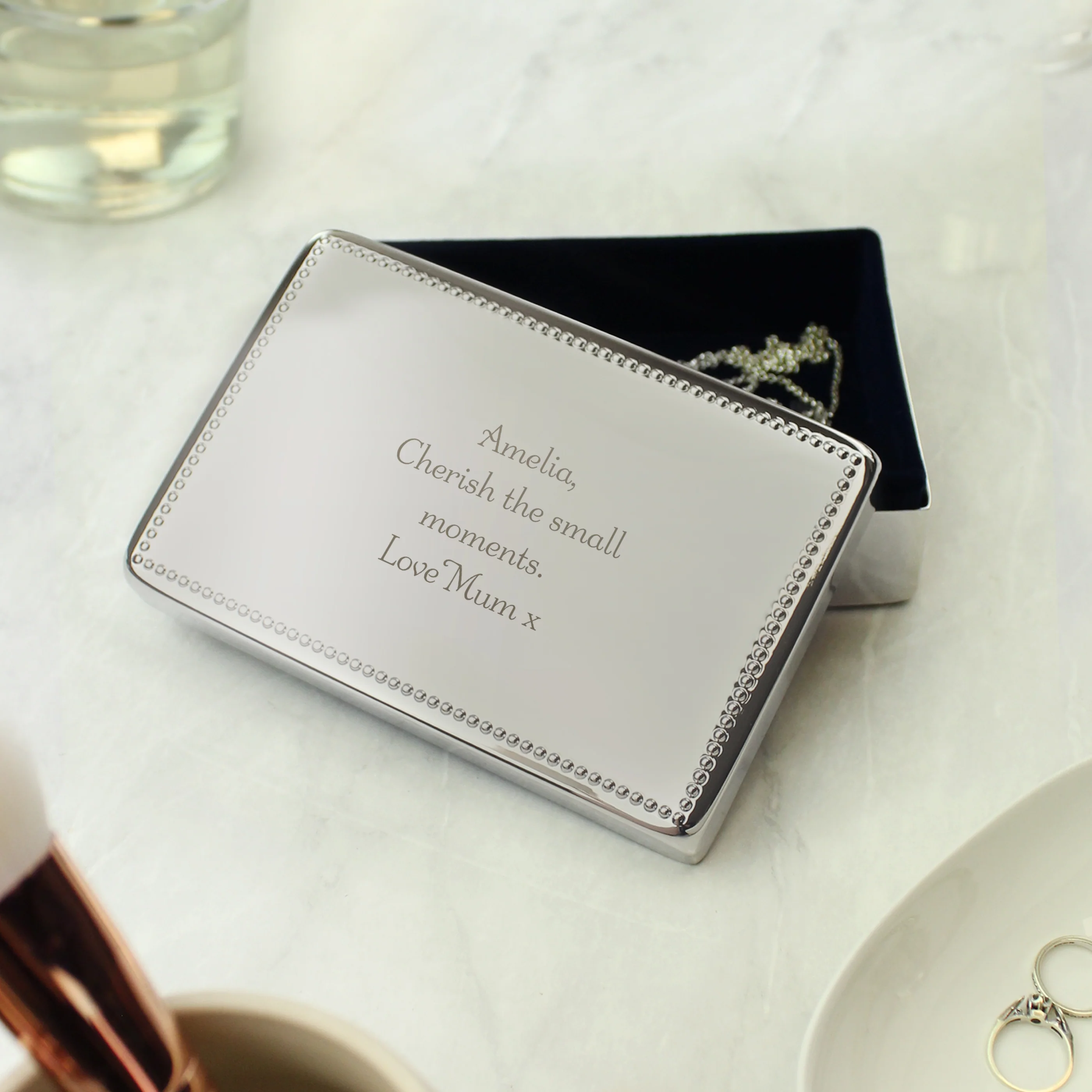 Personalised Any Message Rectangular Jewellery Box - Image 3