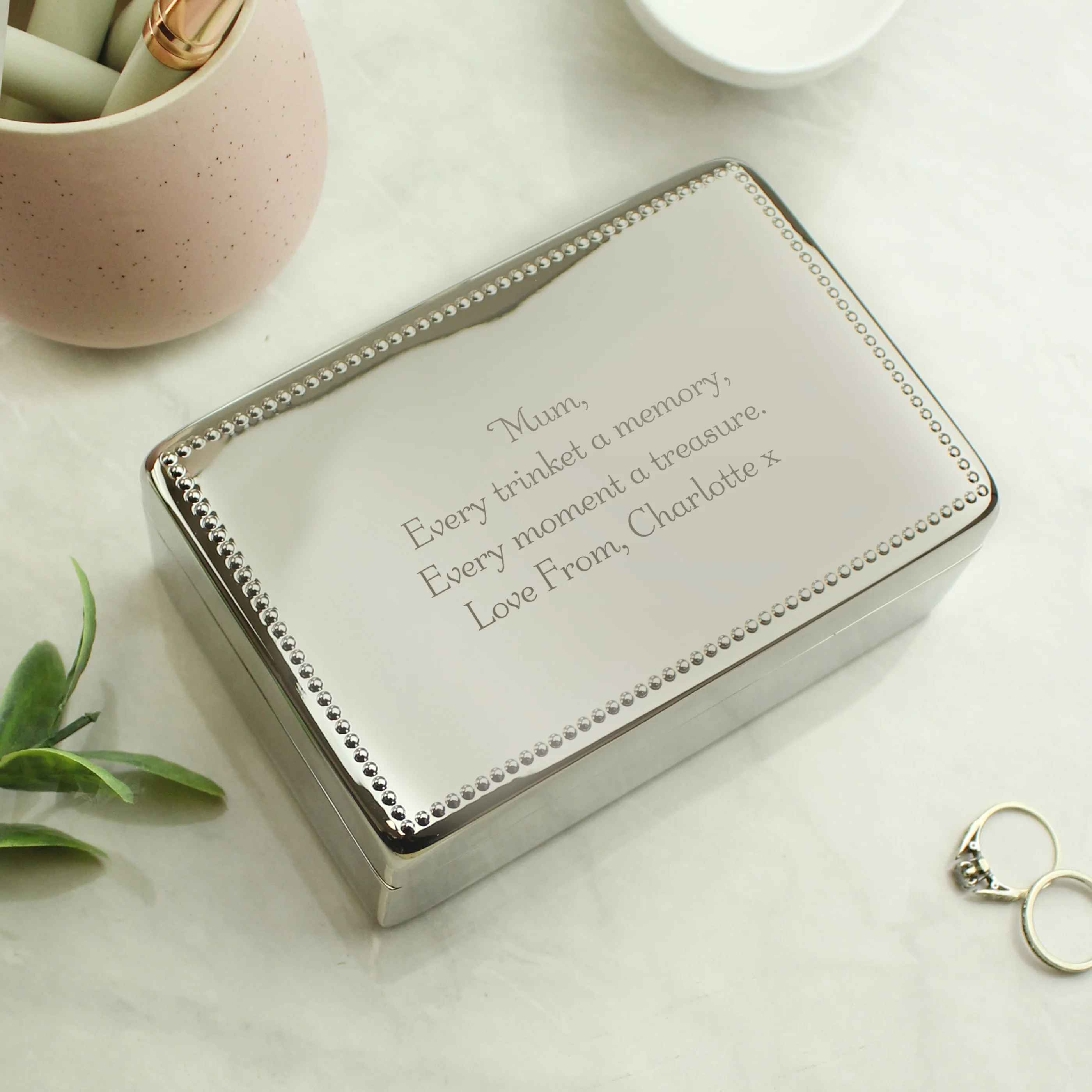 Personalised Any Message Rectangular Jewellery Box - Image 4