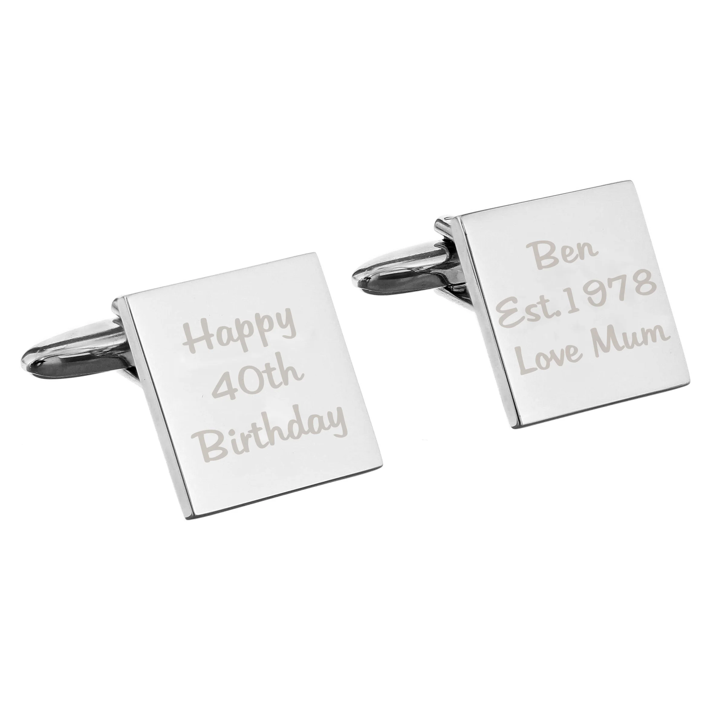 Personalised Any Message Square Cufflinks - 3 lines - Image 2