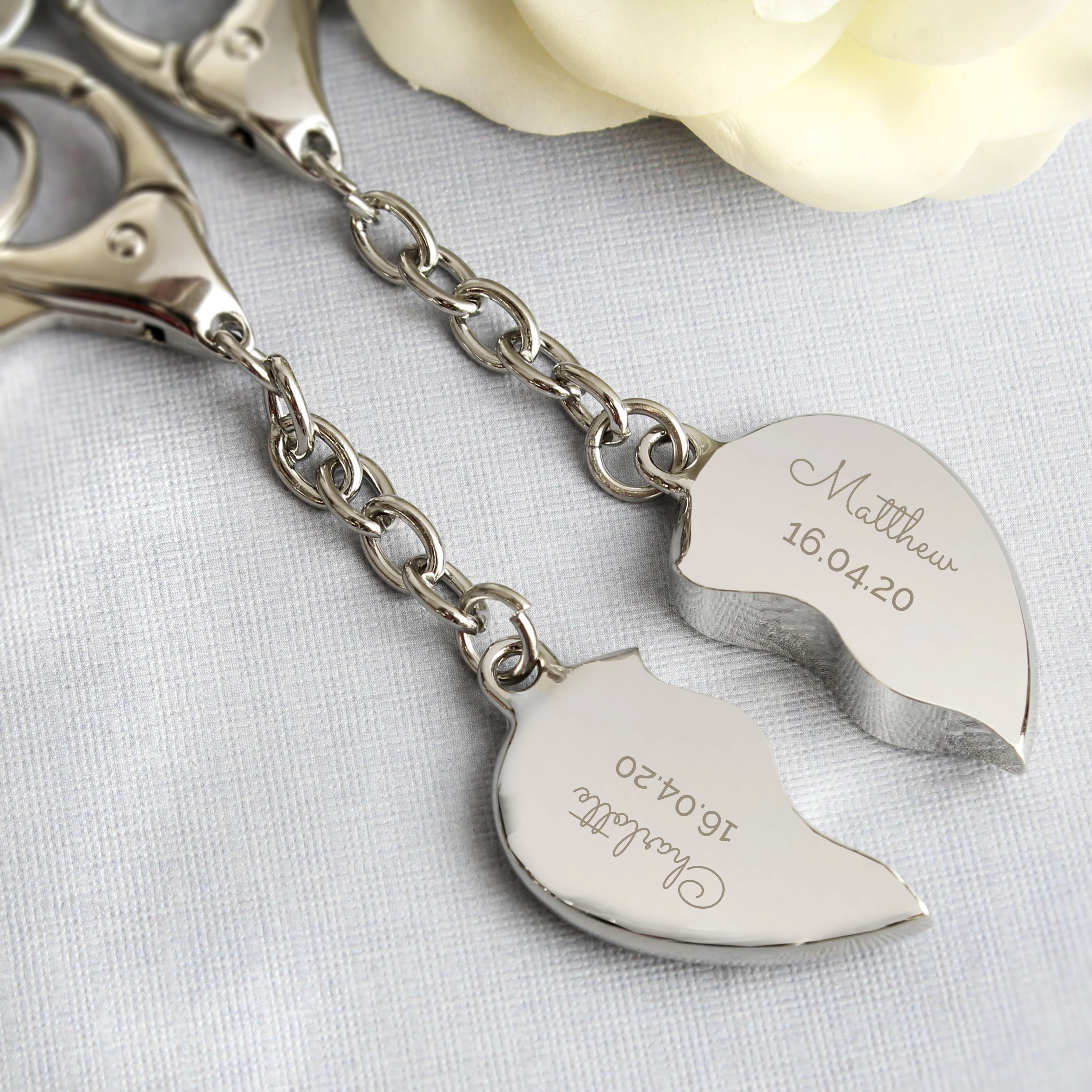 Personalised Any Message Two Hearts Keyring - Image 3