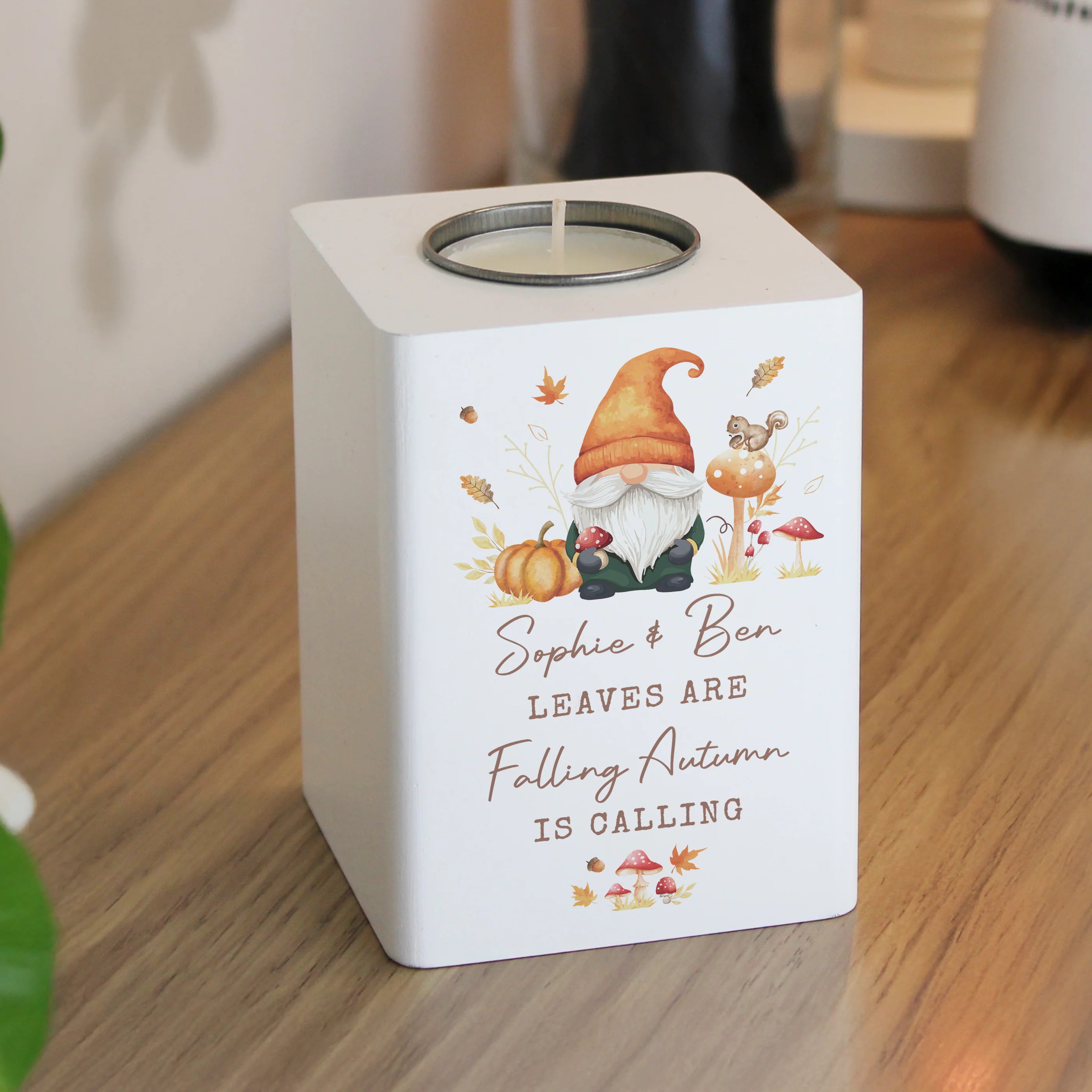 Personalised Autumn Gonk Tealight Holder - Image 2
