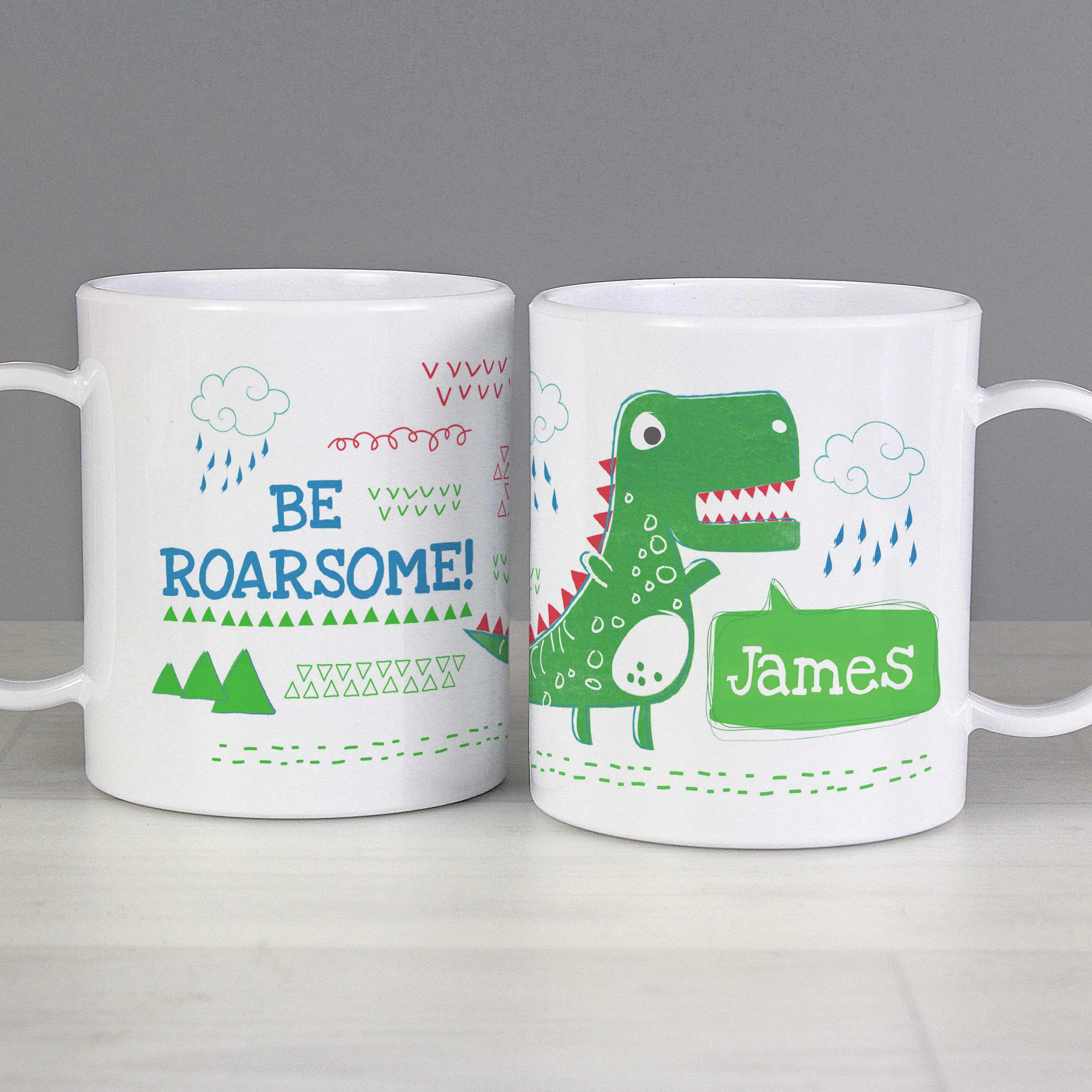 Personalised Be Roarsome Dinosaur Plastic Mug - Image 6