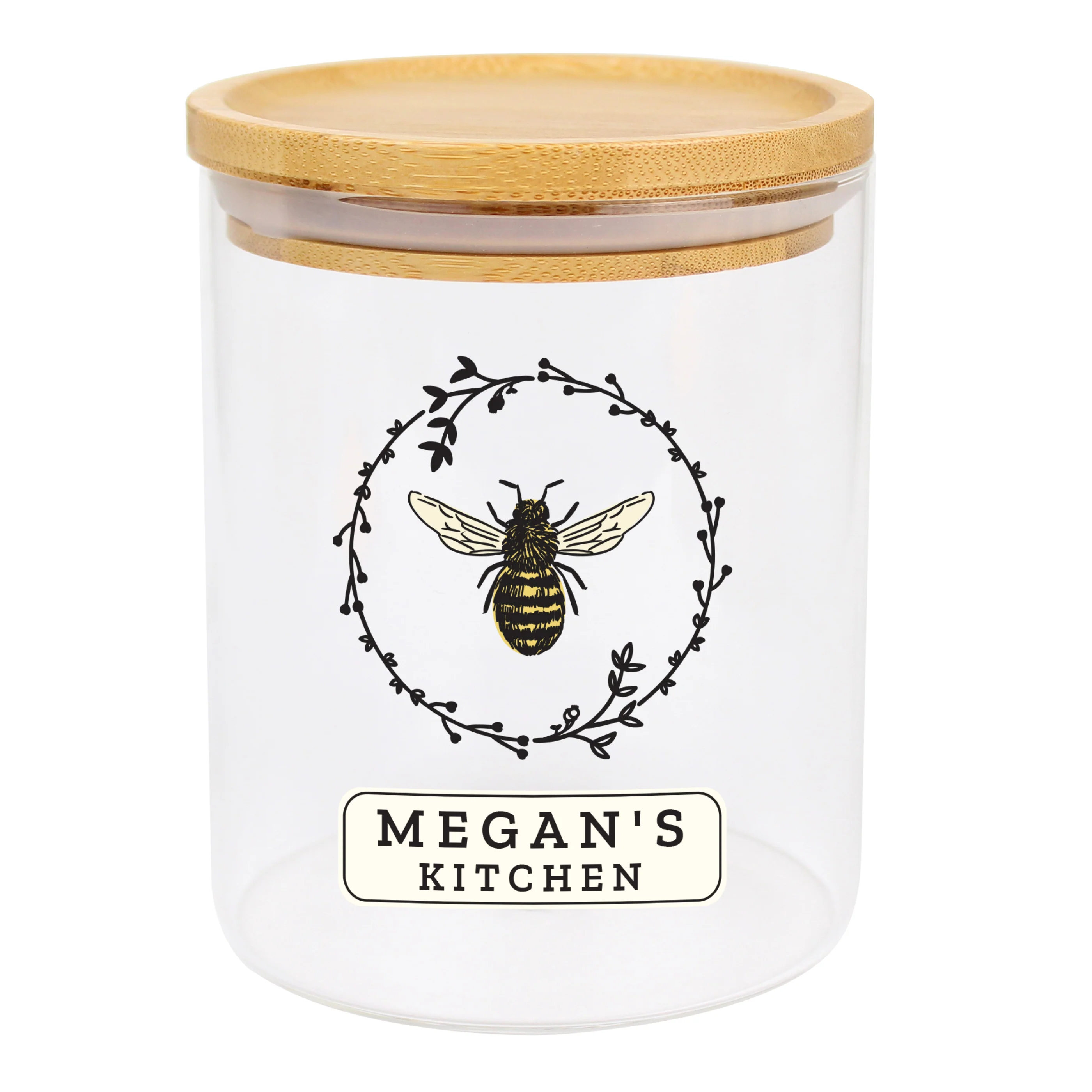 Personalised Bee Glass Jar with Bamboo Lid - Image 2