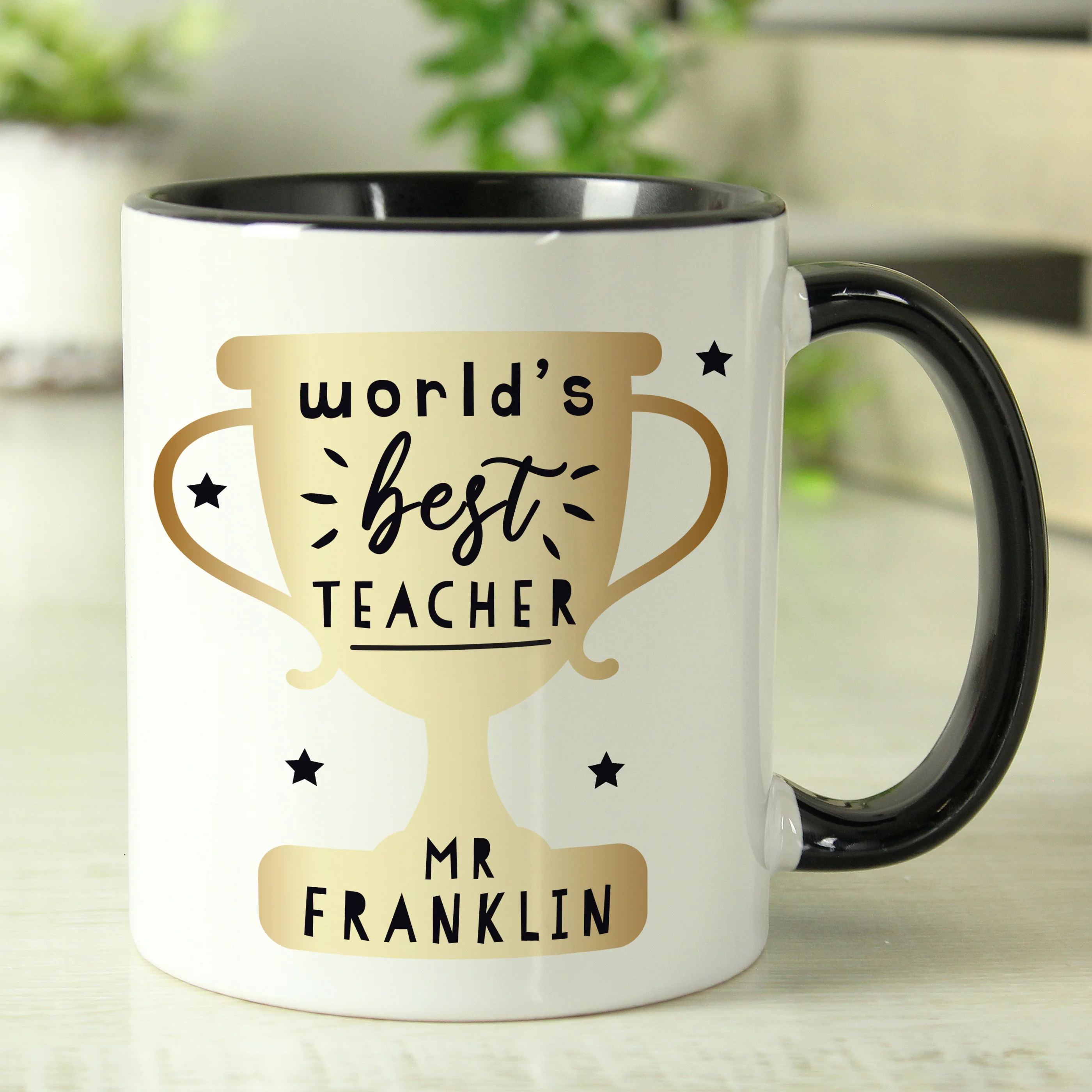 Personalised Best Teacher Black Handled Mug - Image 4