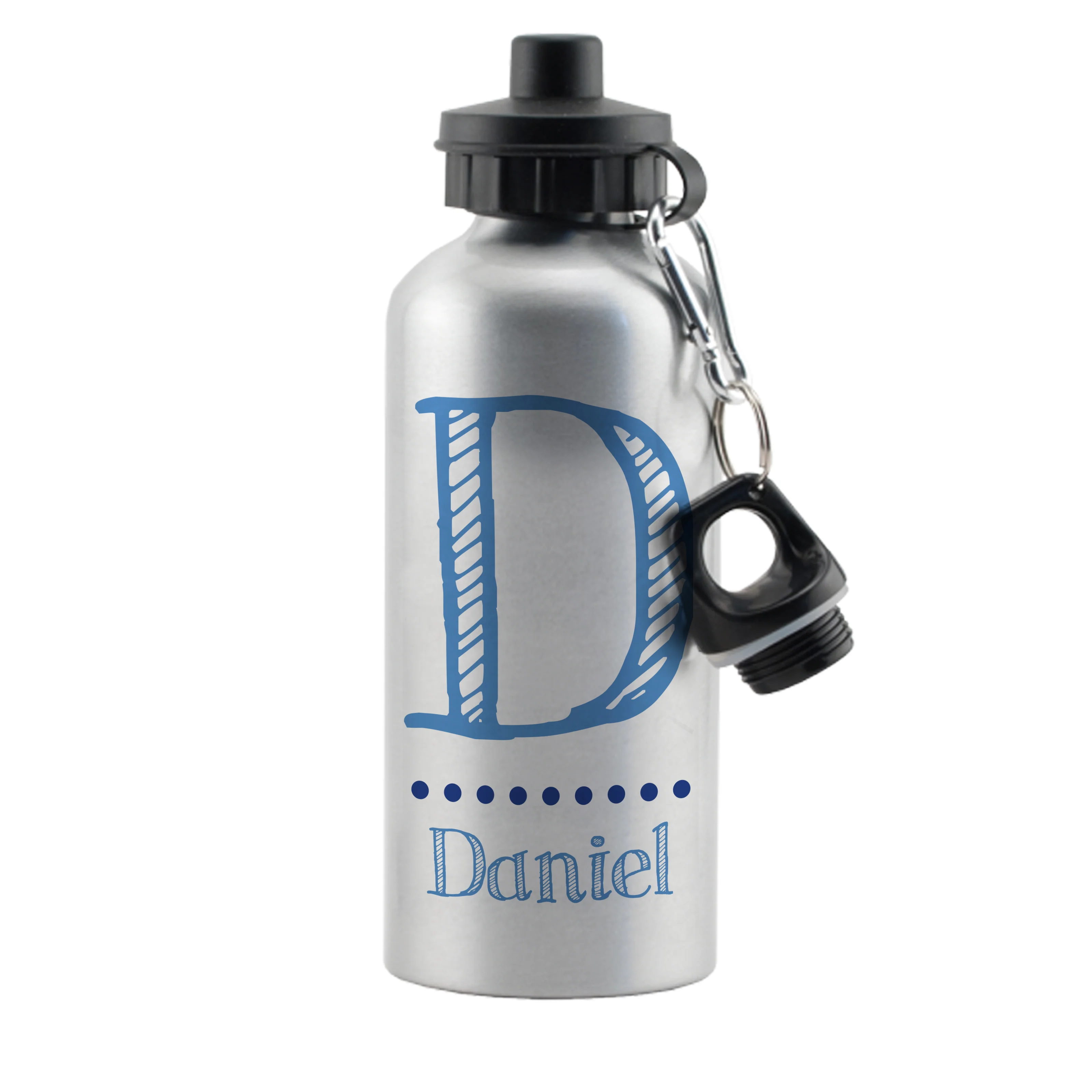 Personalised Blue Name Silver Drinks Bottle - Image 4