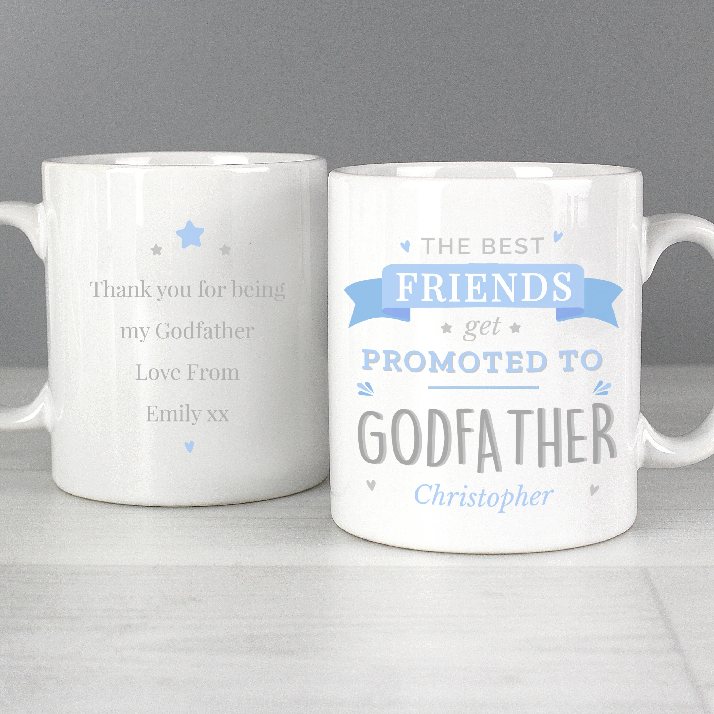 Personalised Blue Promoted to Mug - Image 3