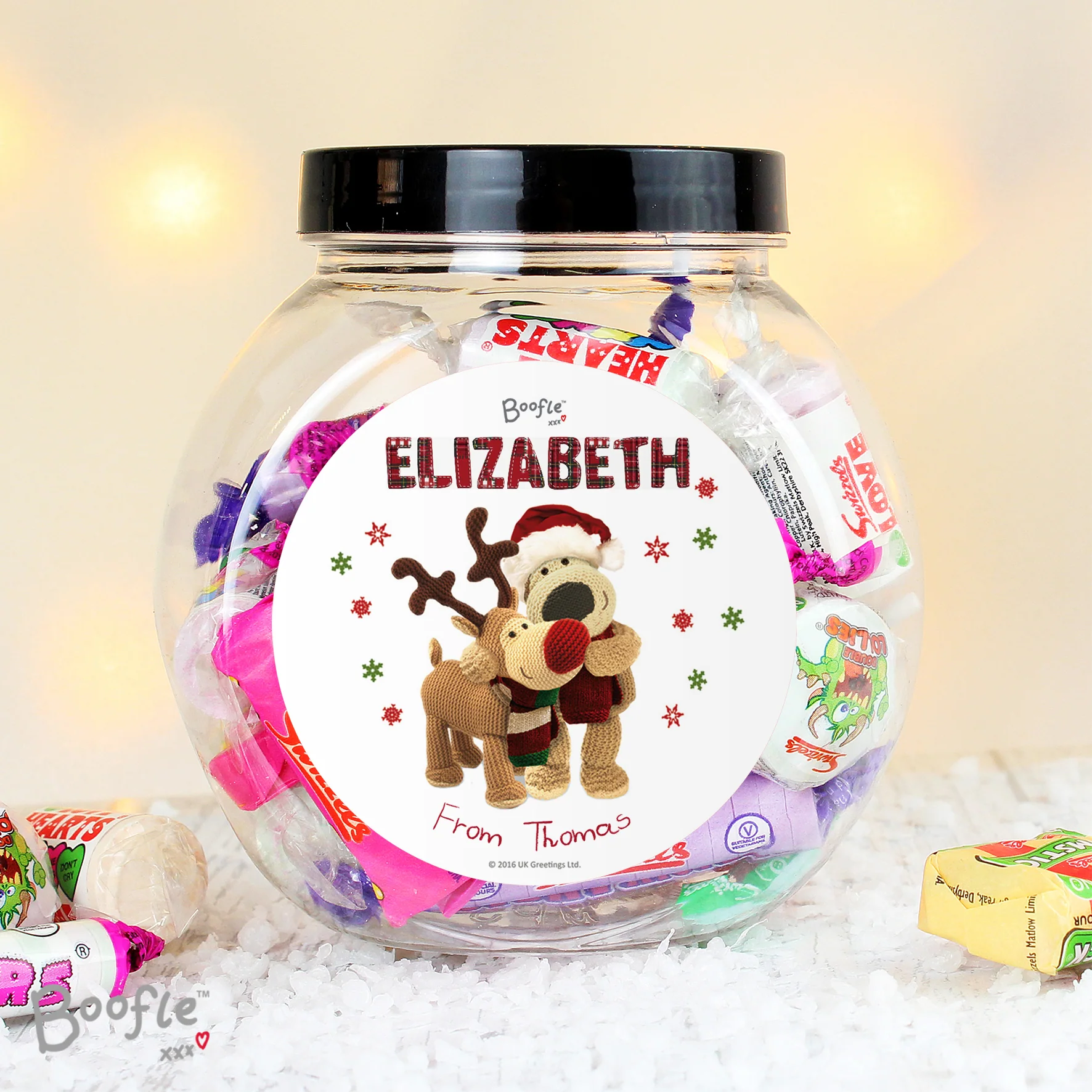 Personalised Boofle Christmas Reindeer Sweet Jar - Image 4