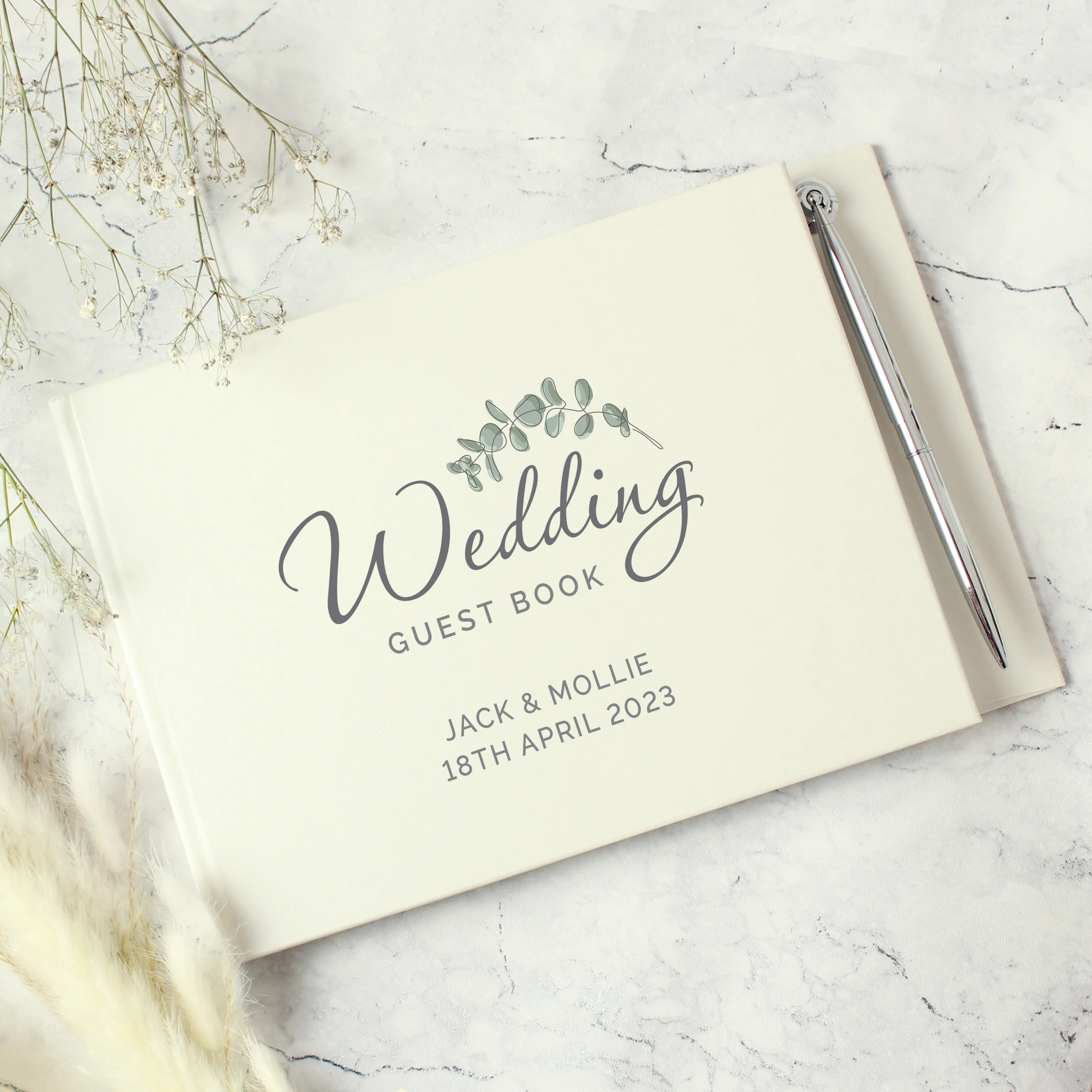 Personalised Botanical Wedding Guest Book & Pen - Image 2