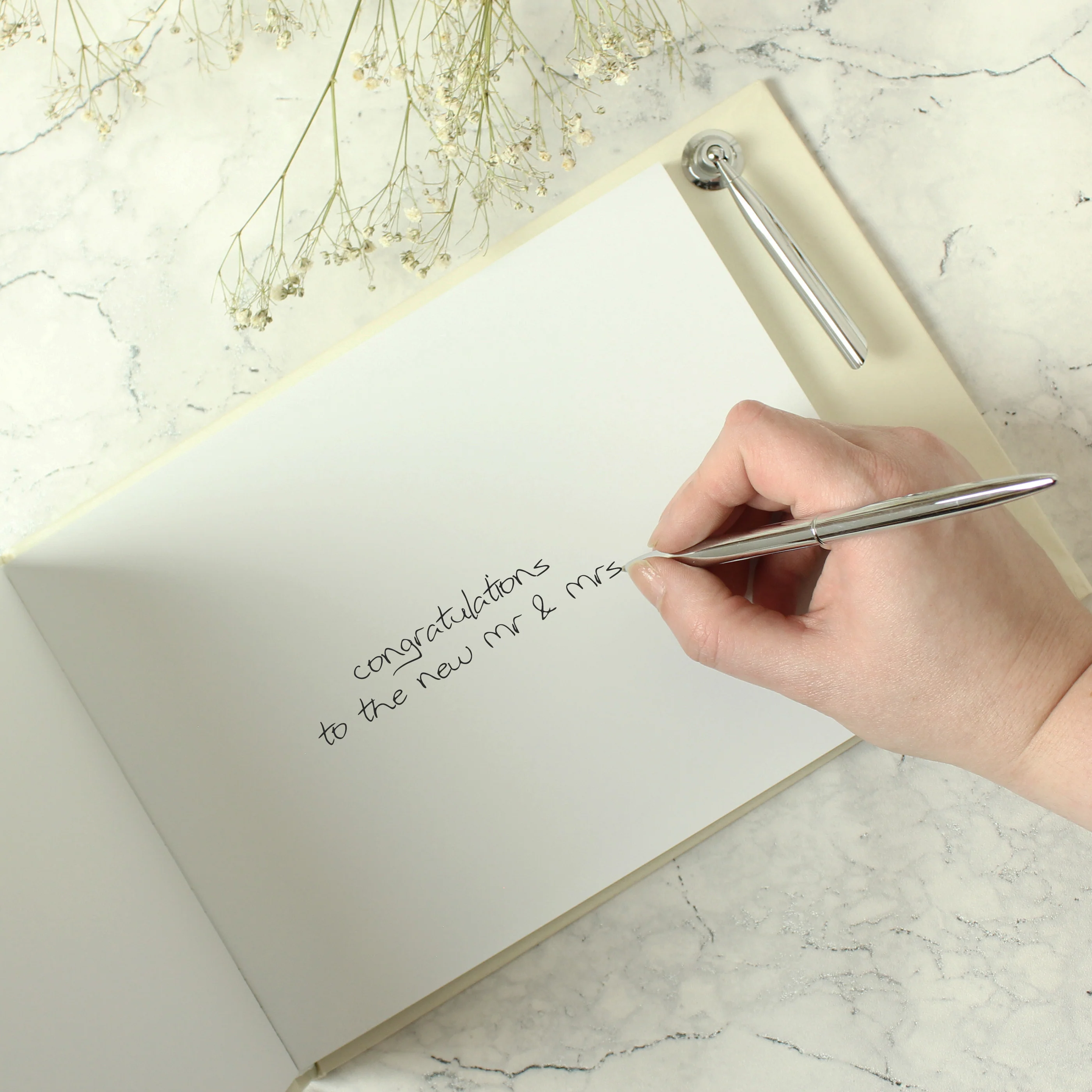 Personalised Botanical Wedding Guest Book & Pen - Image 4