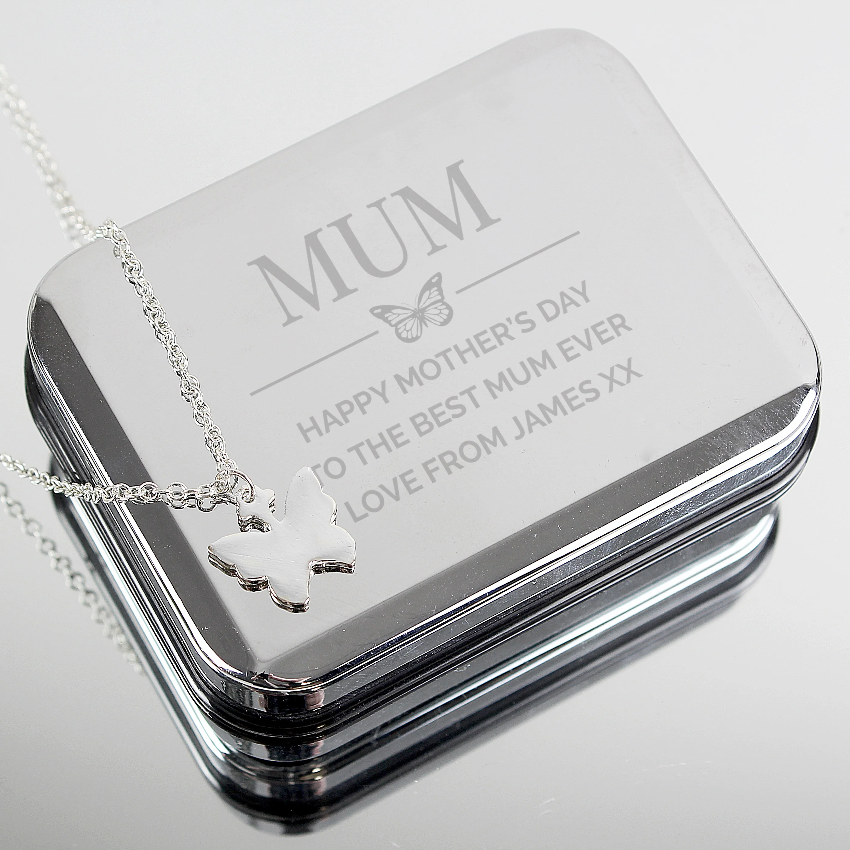 Personalised Box and Butterfly Necklace - Image 4
