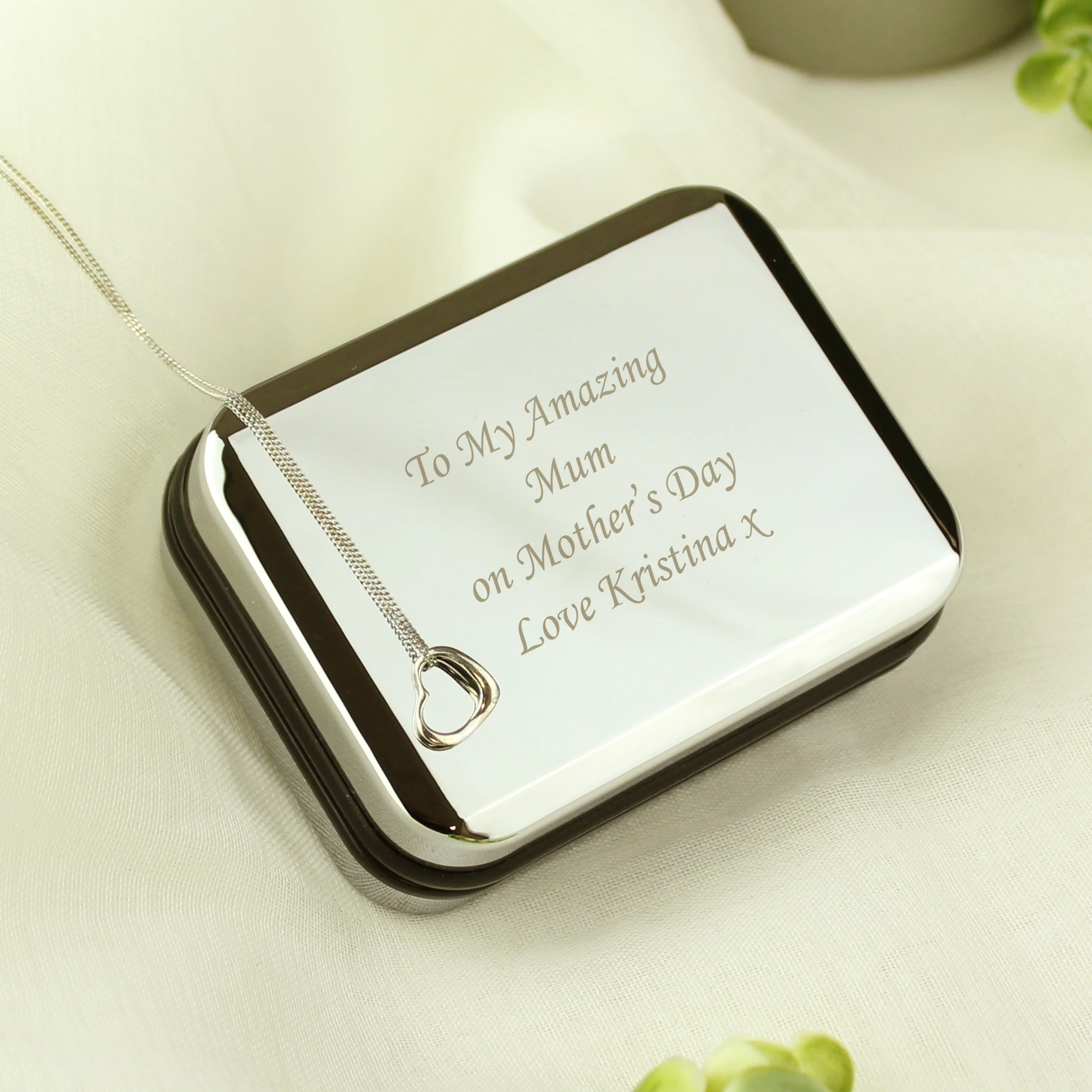 Personalised Box With Sterling Silver Heart Necklace - Image 2