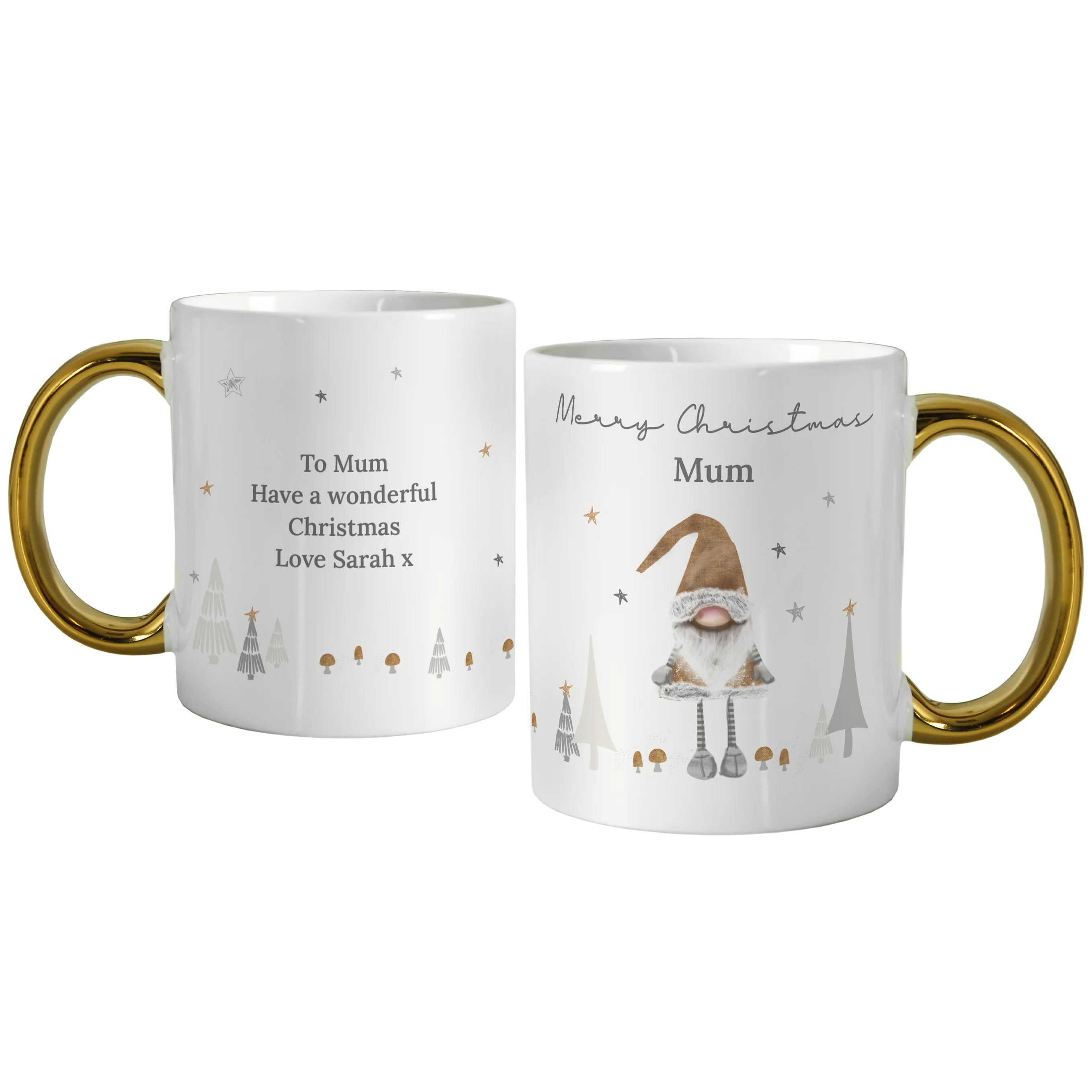 Personalised Christmas Gonk Gold Handed Mug - Image 5