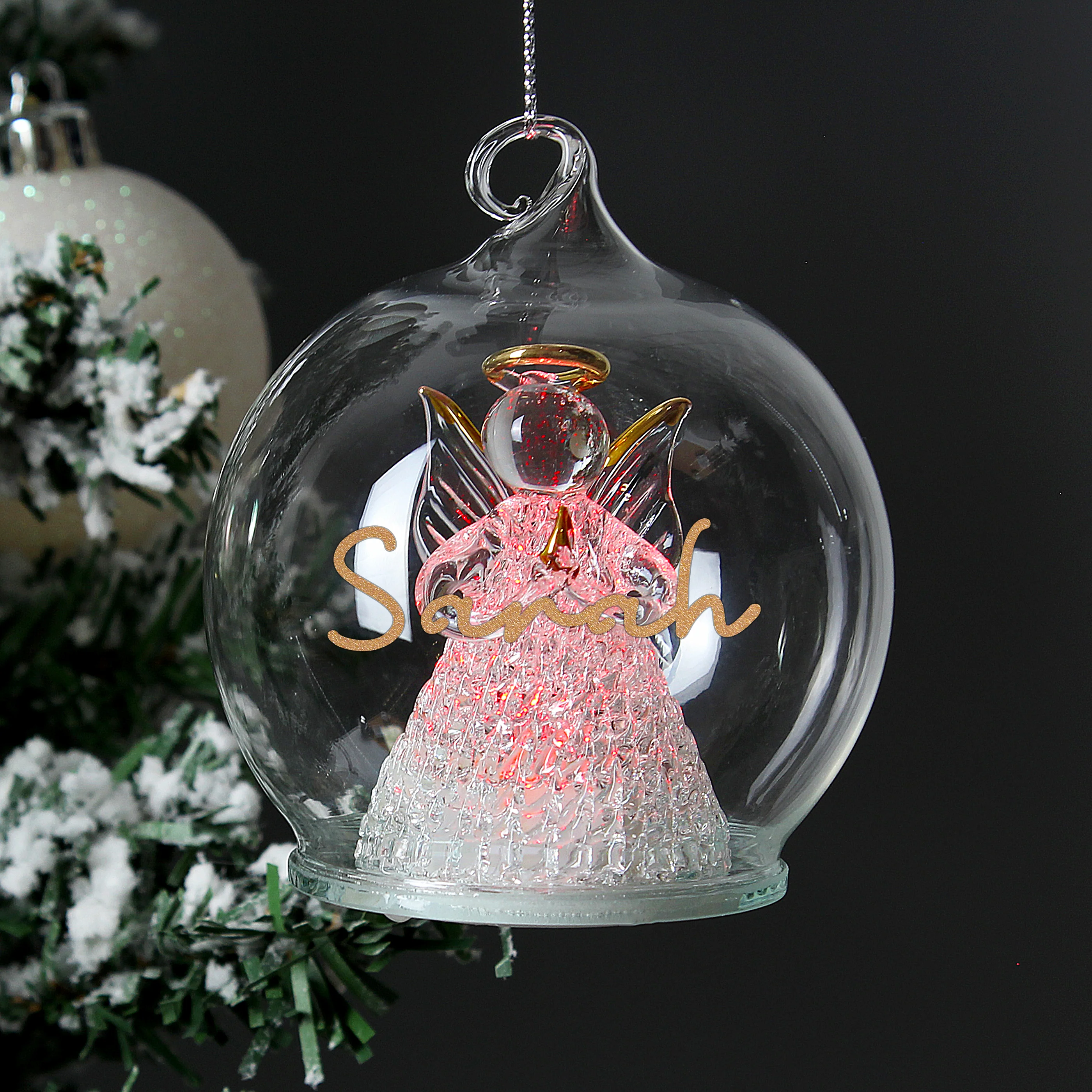 Personalised Christmas LED Angel Bauble - Image 3
