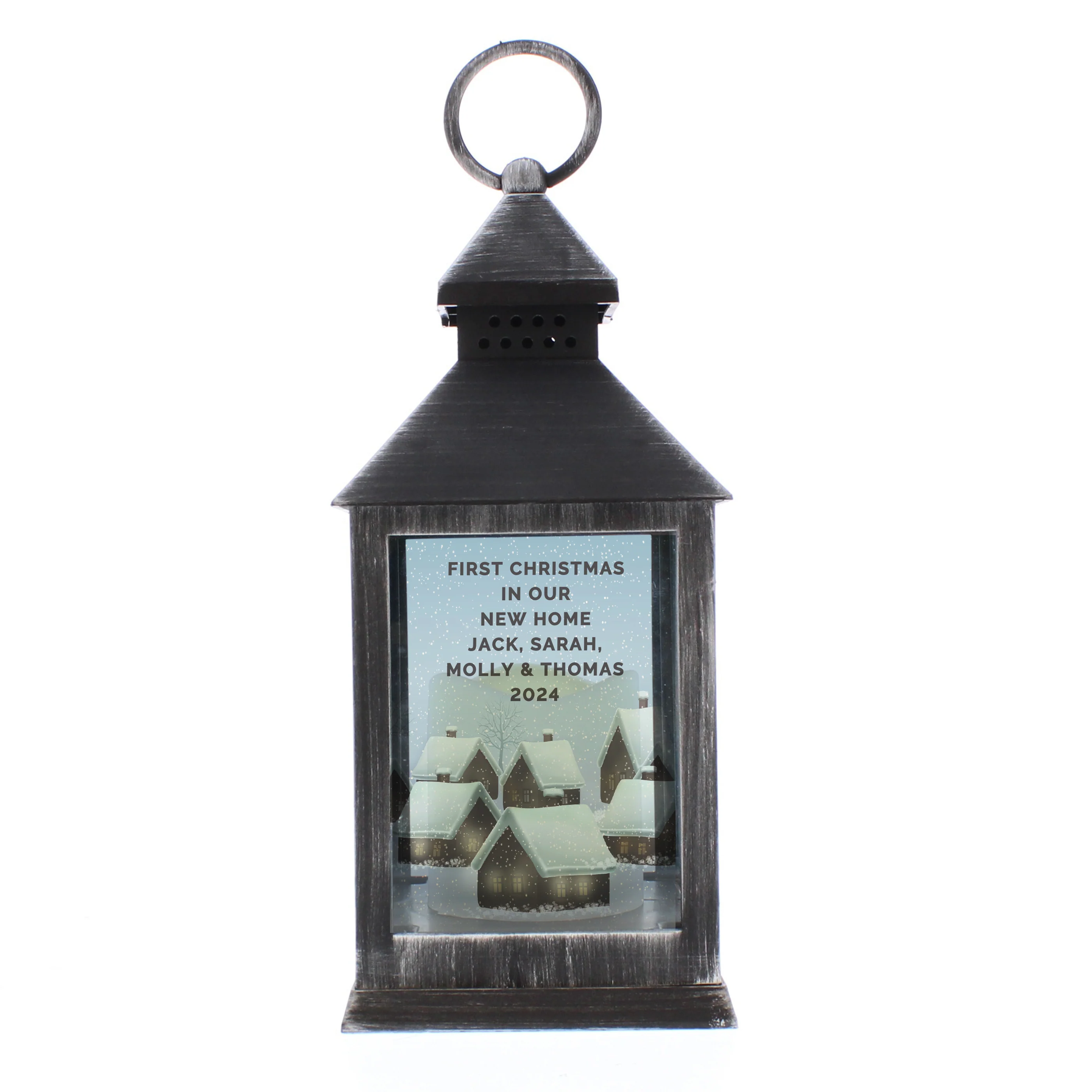 Personalised Christmas Town Black Lantern - Image 5